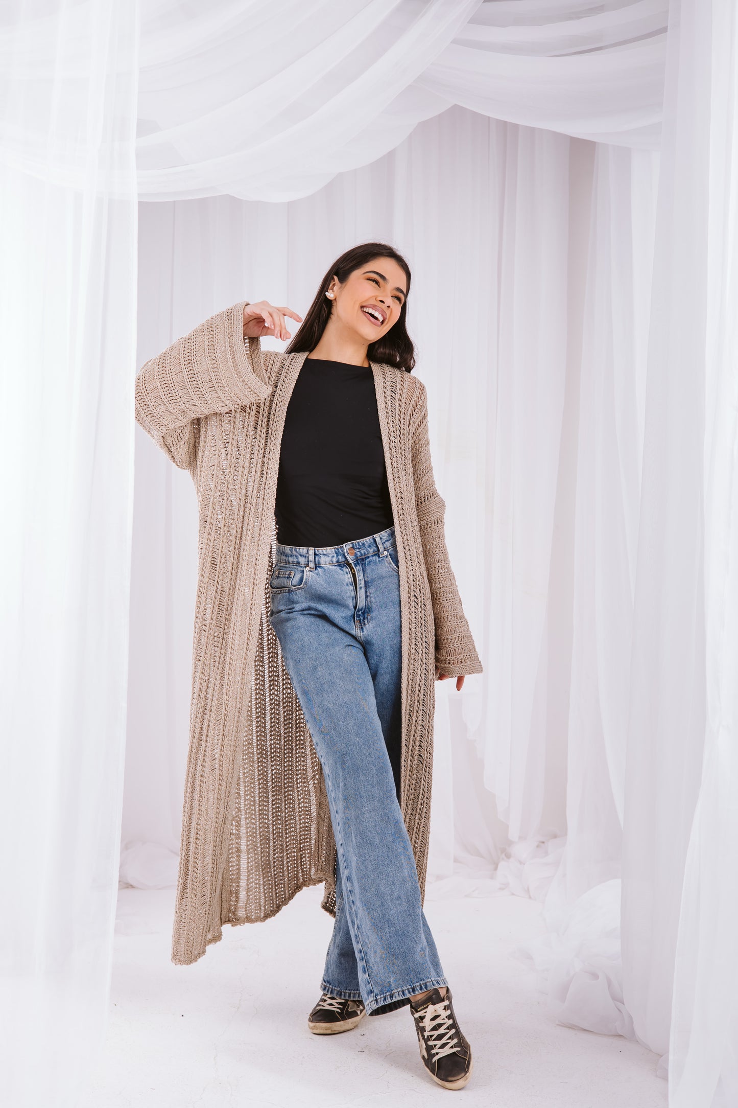 Knit cardigan in beige