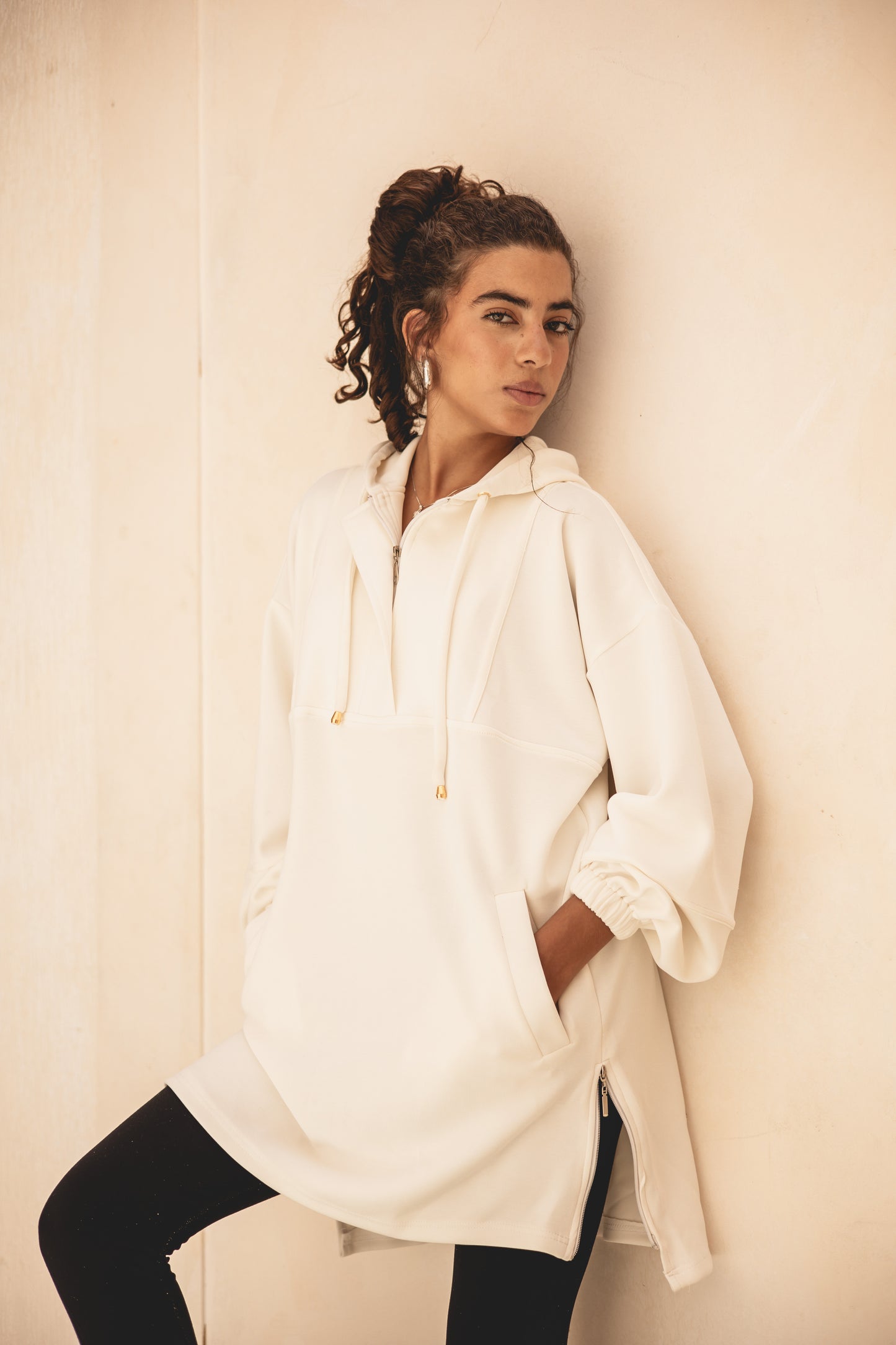 Core zip breezy top in white
