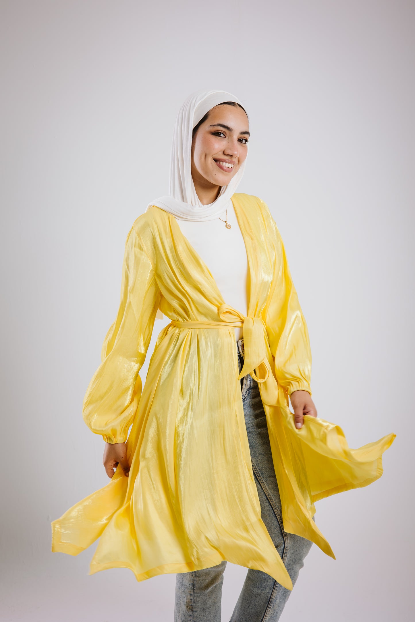 Mia silk kimono in yellow