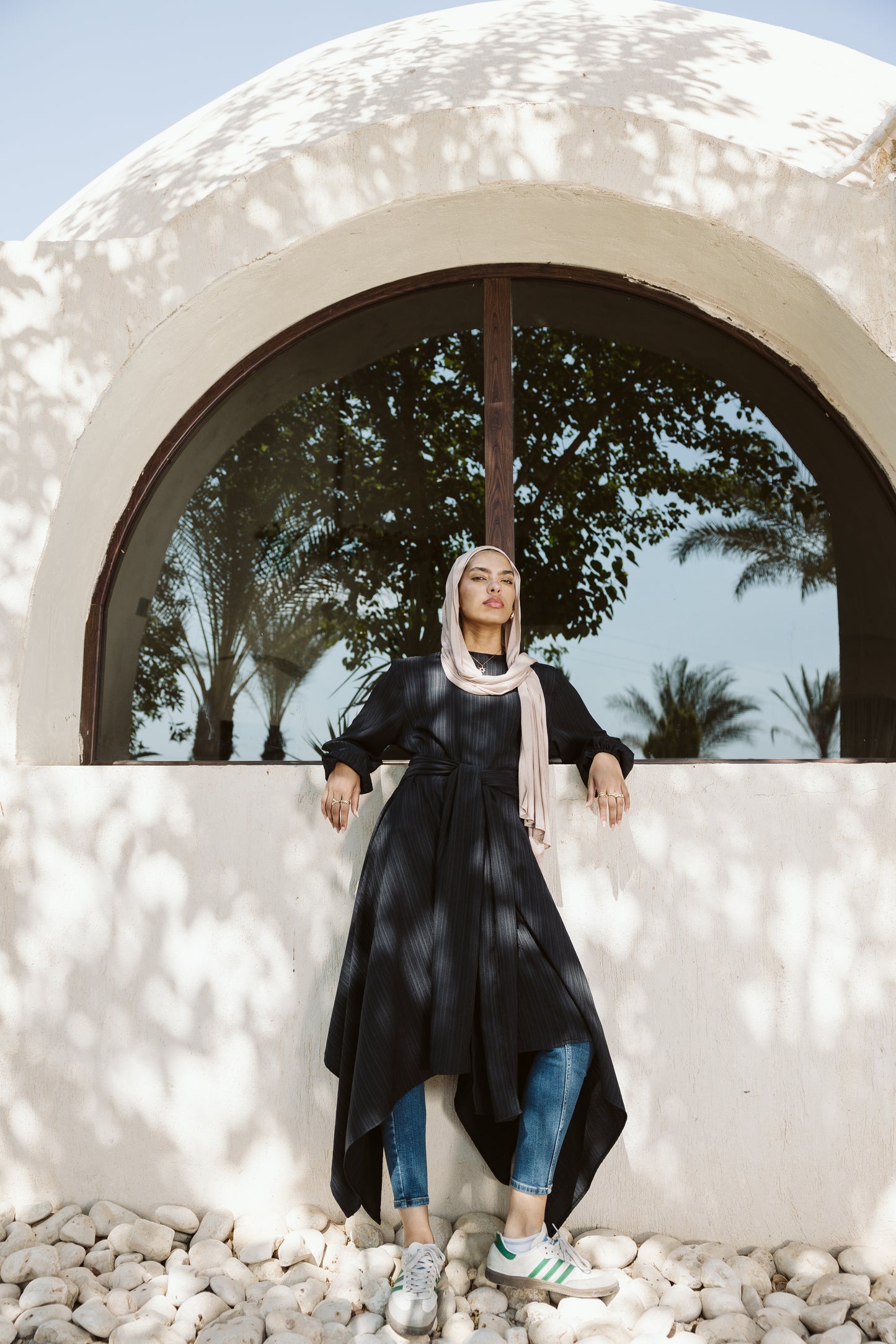 Asymmetrical dress in black