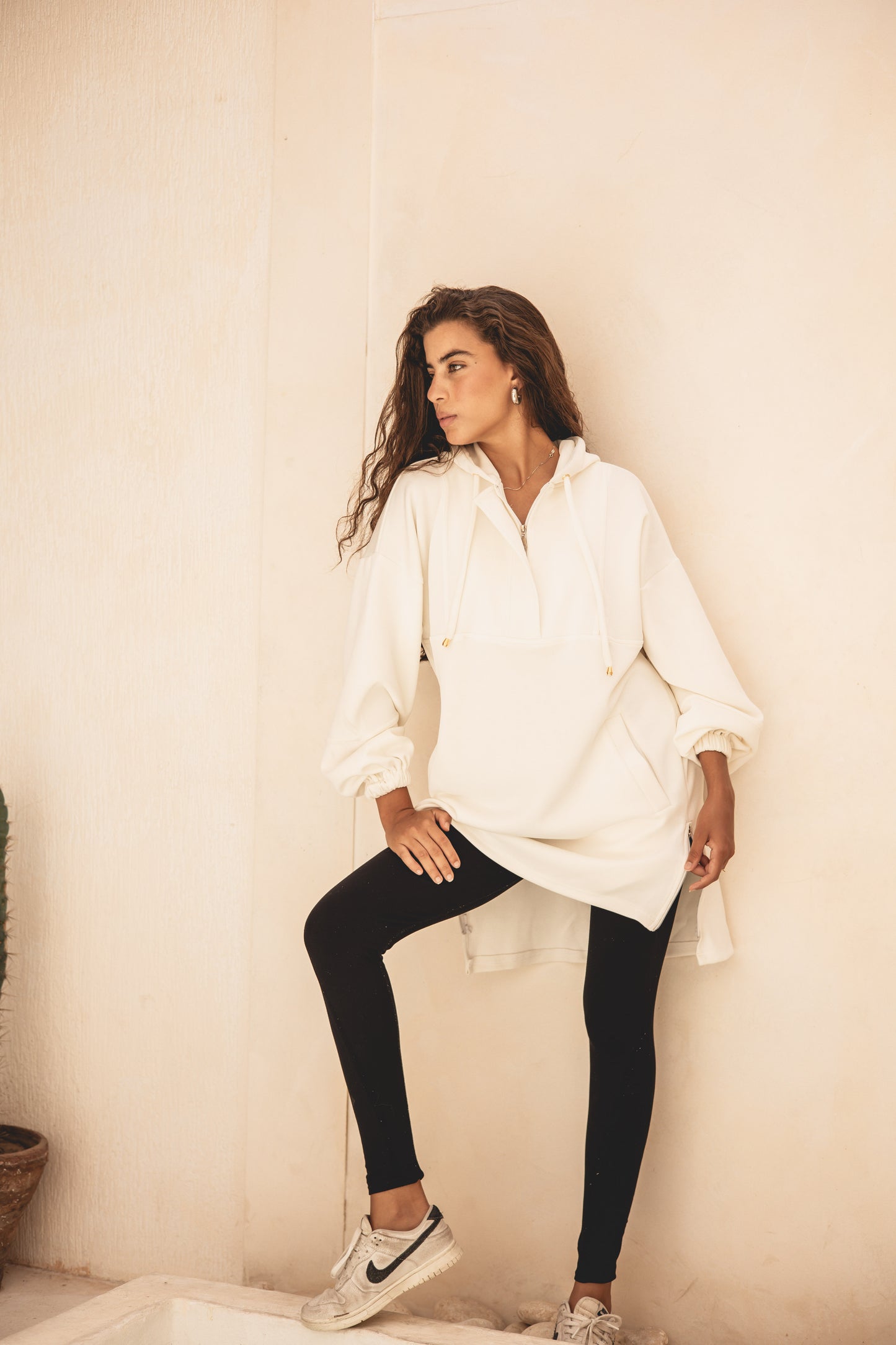Core zip breezy top in white