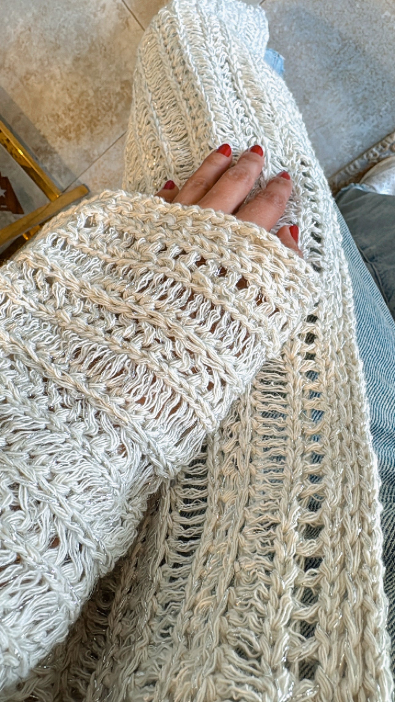 Knit cardigan in off-white