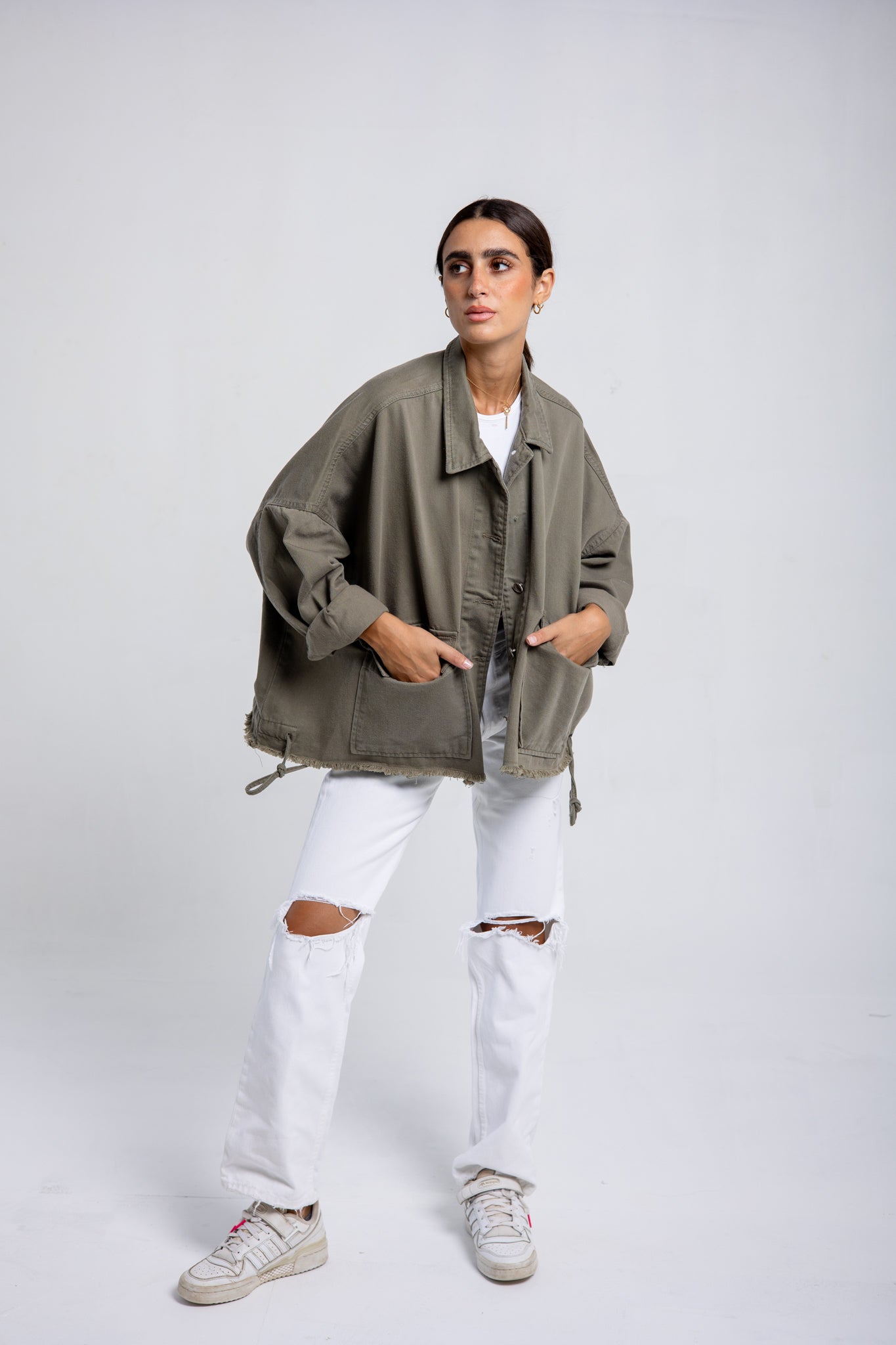 Denim jacket in olive
