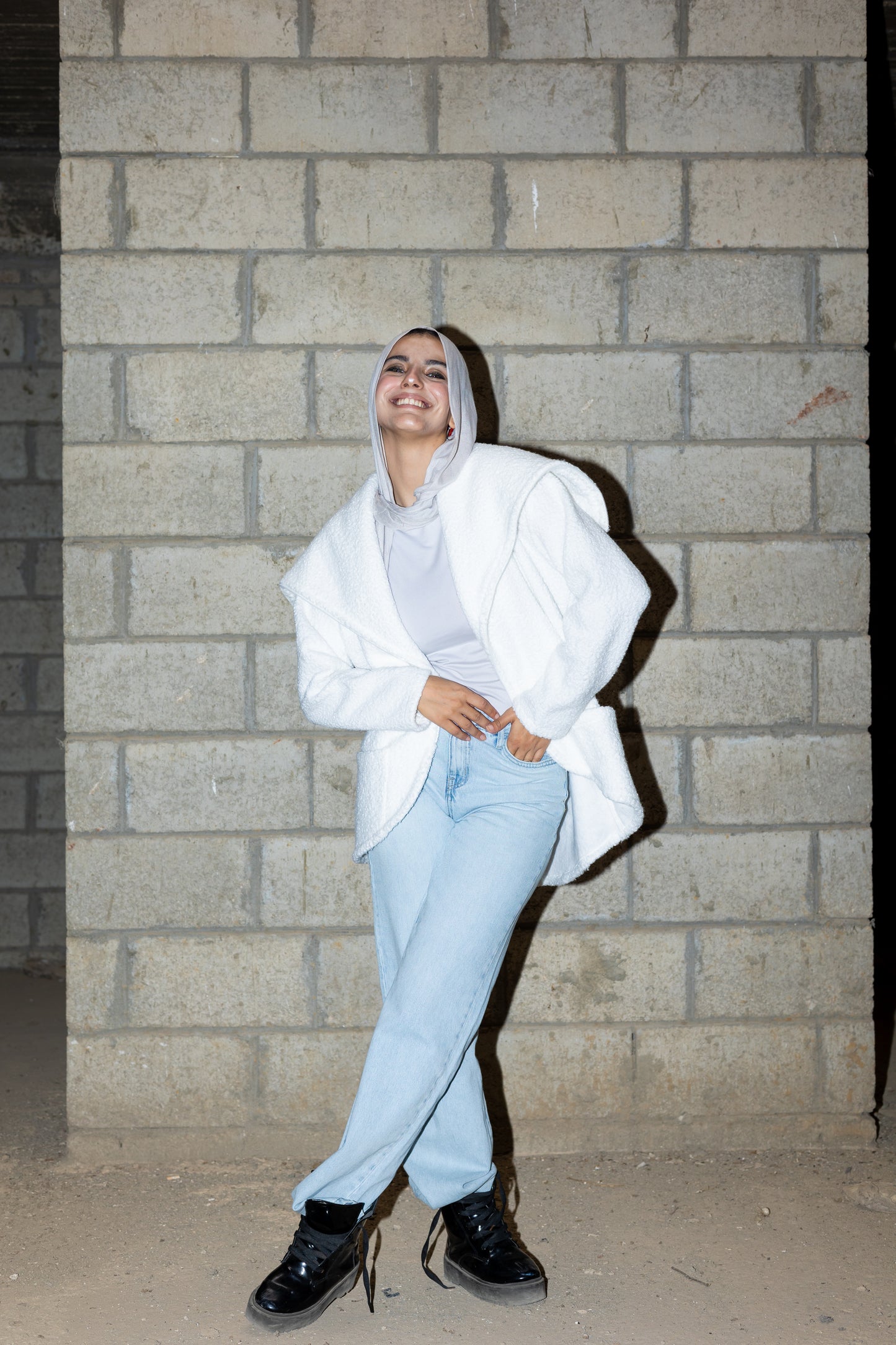 The furry jacket in white