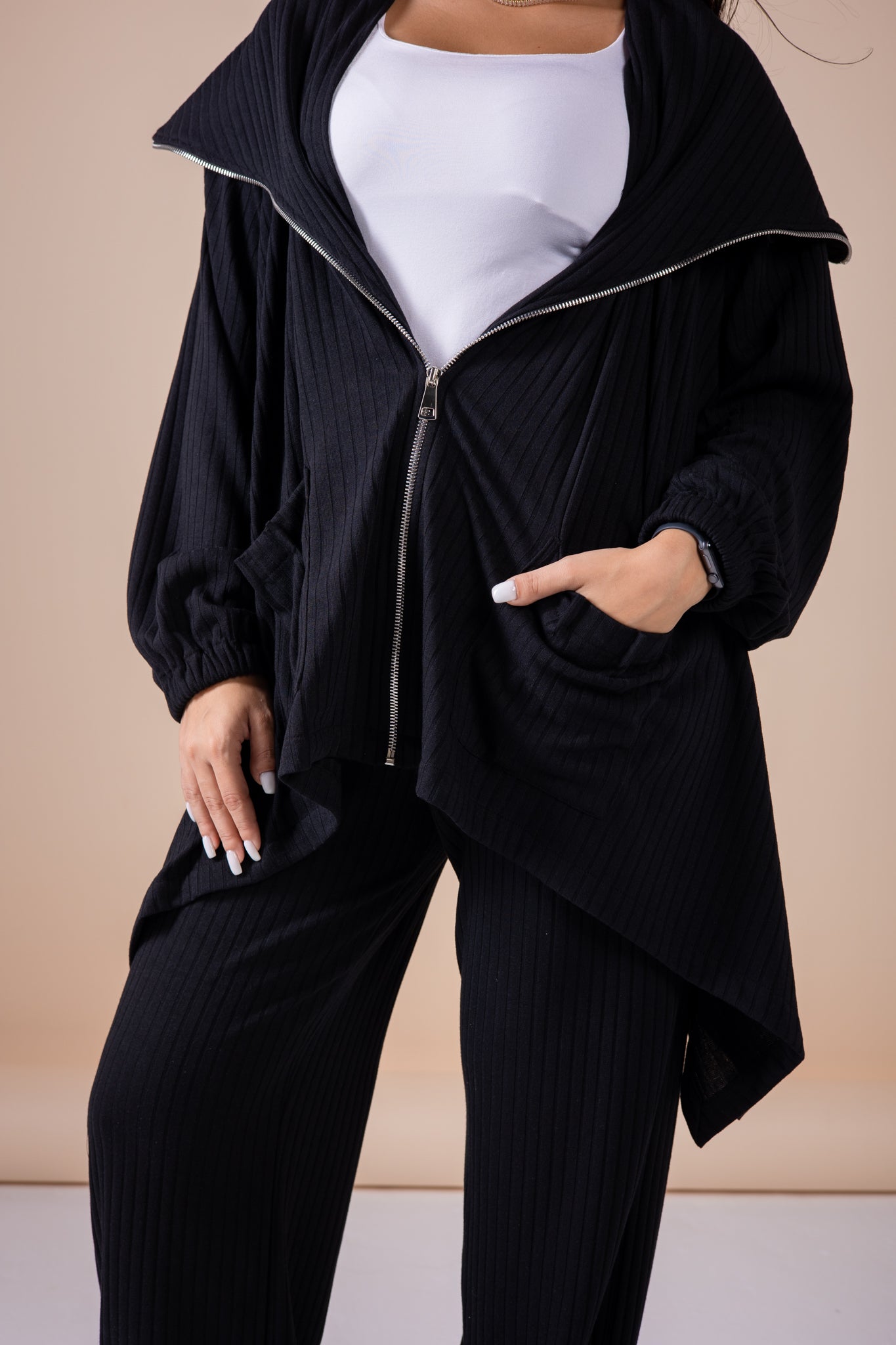 The asymmetrical set in black pre order