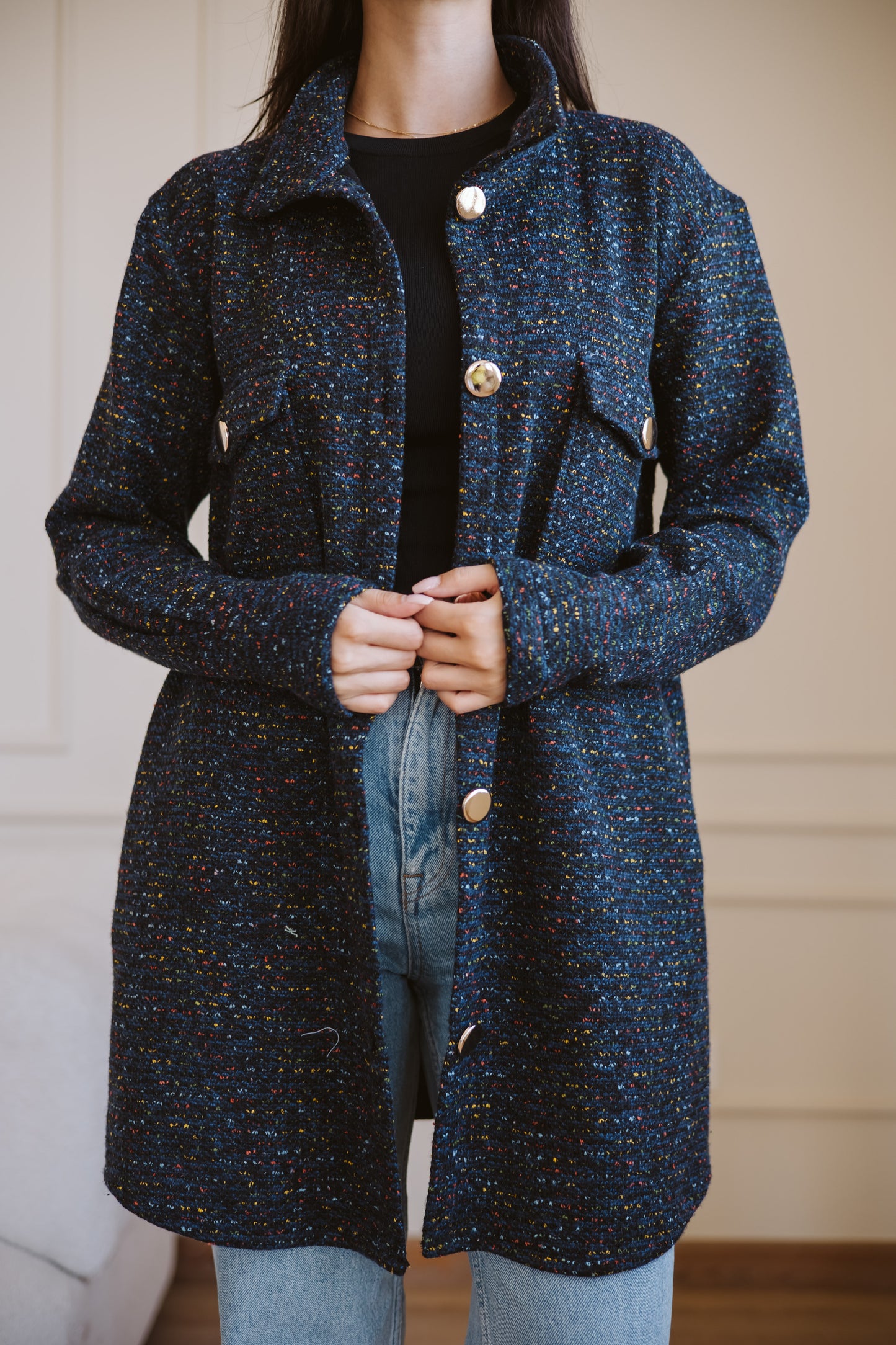 Anna manteau in navyblack
