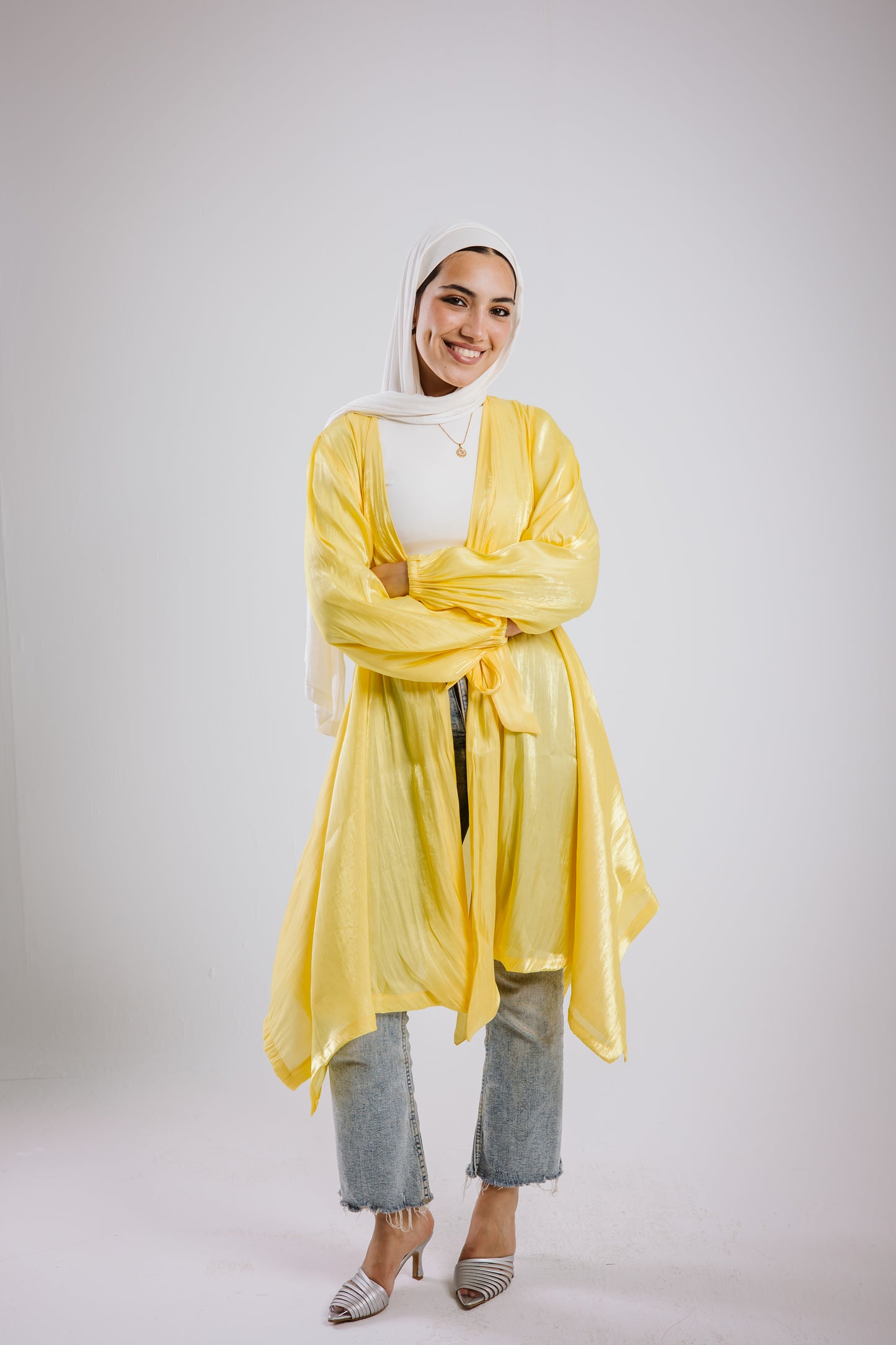 Mia silk kimono in yellow