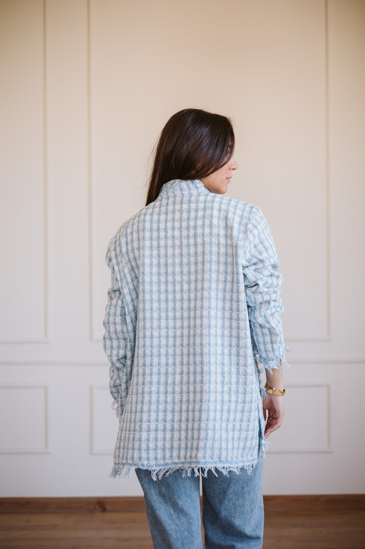 Tweed jacket in Baby blue