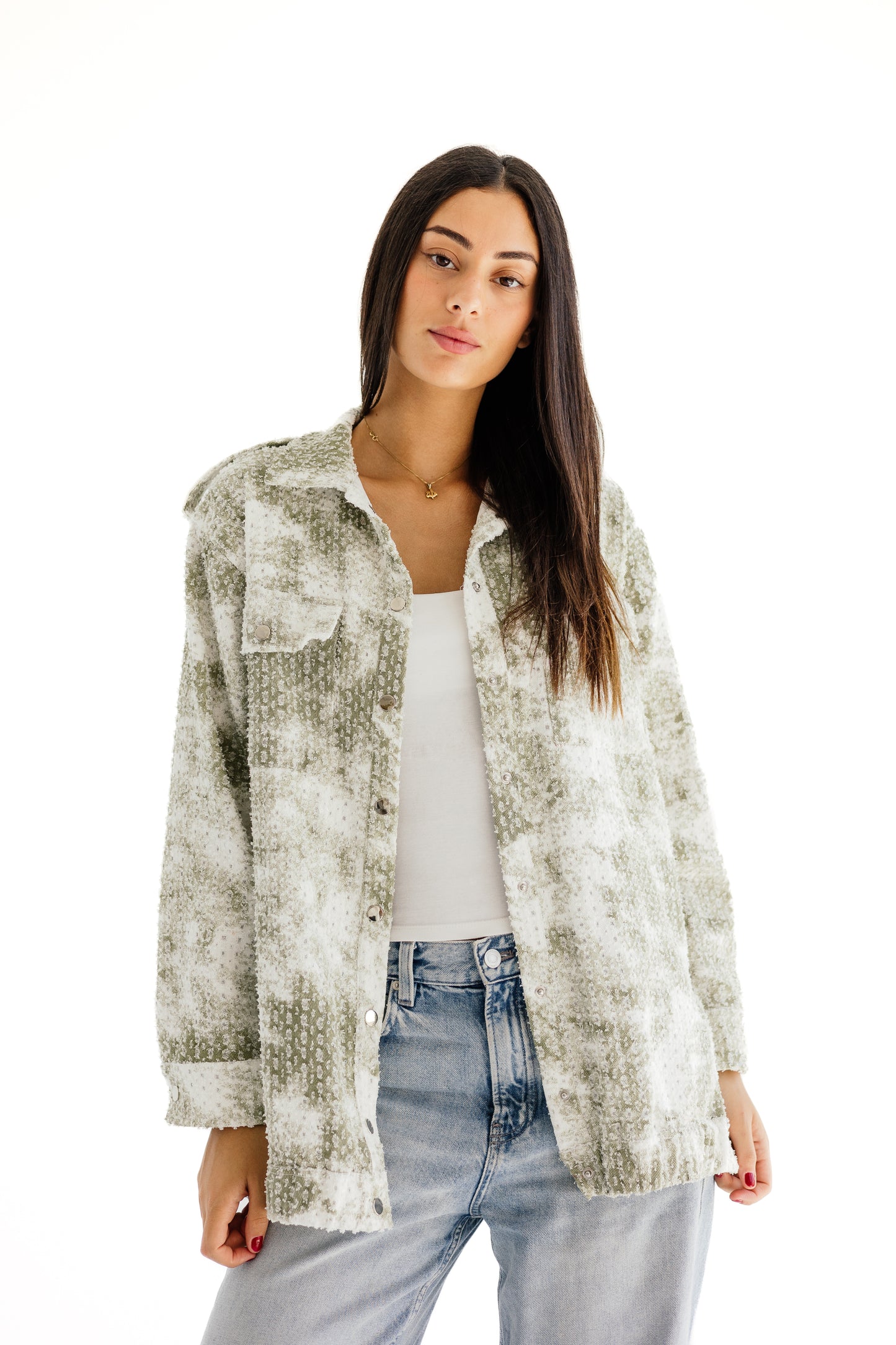 Crystal denim jacket in mint