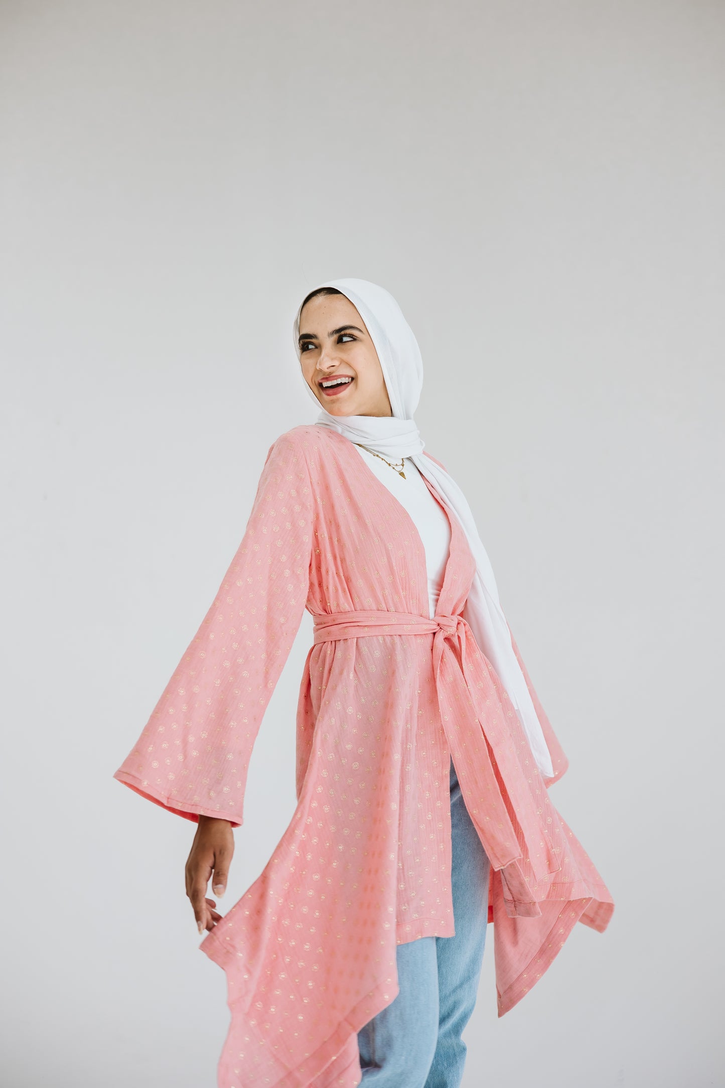 Sunny Asymmetrical kimono in pink