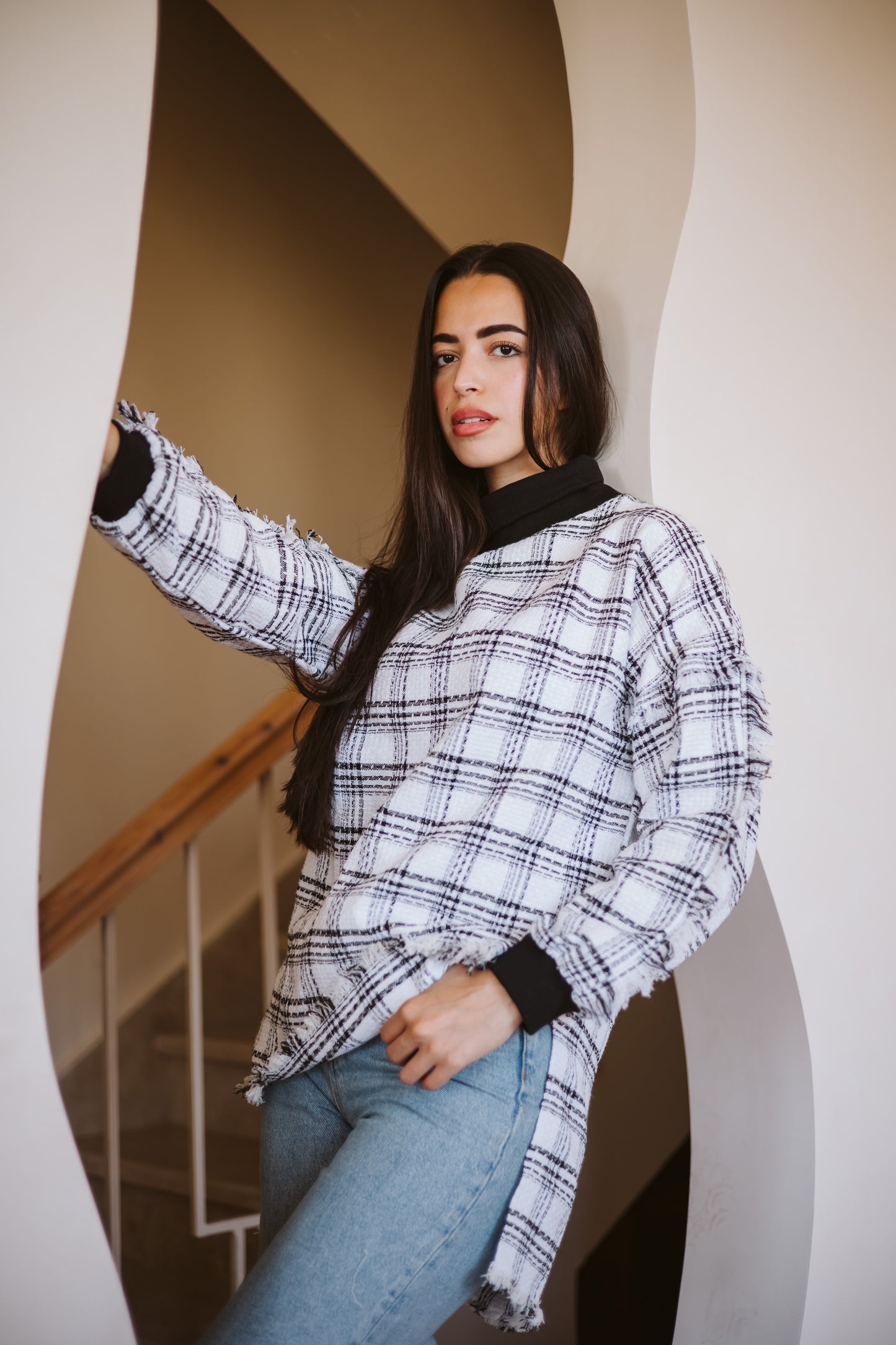Tweed top in white