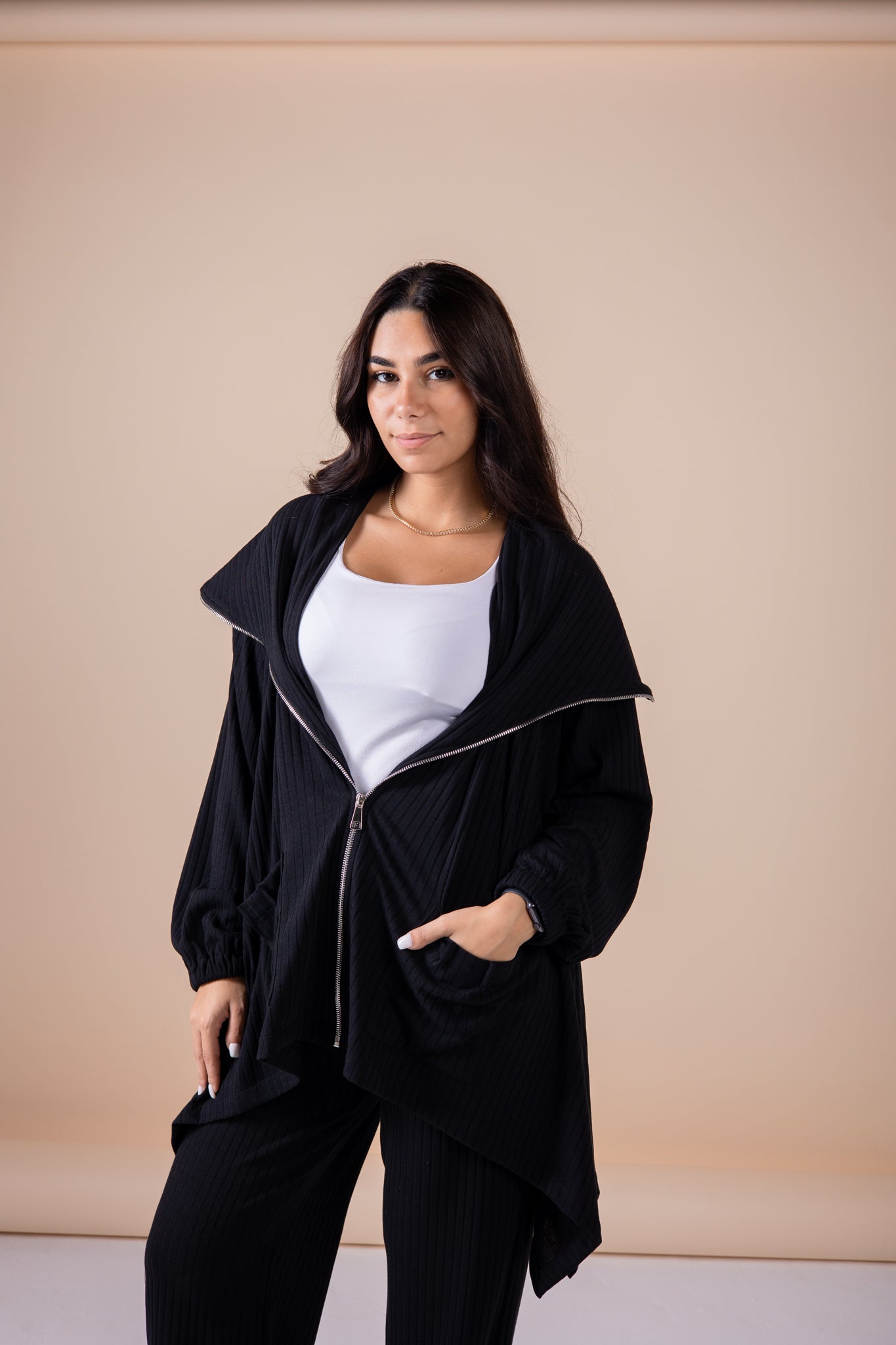 The asymmetrical set in black pre order