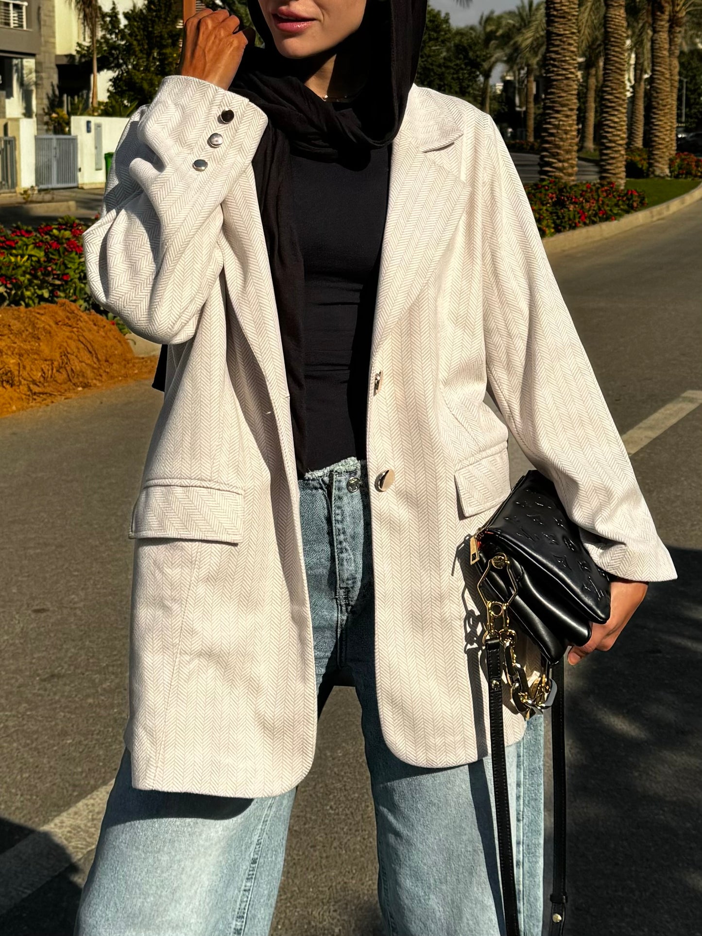 Utility blazer in beige