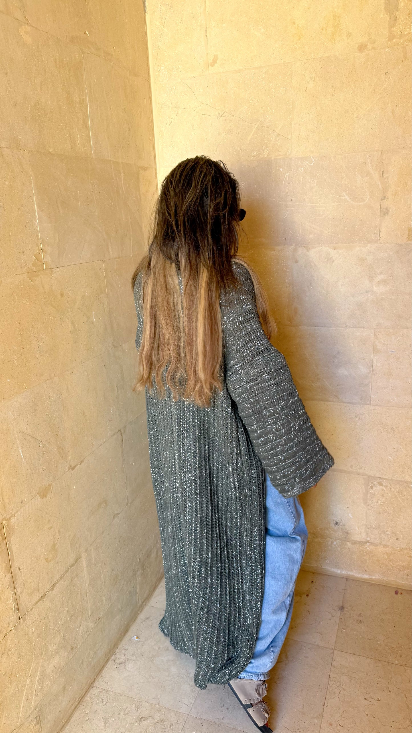 Knit cardigan in olive