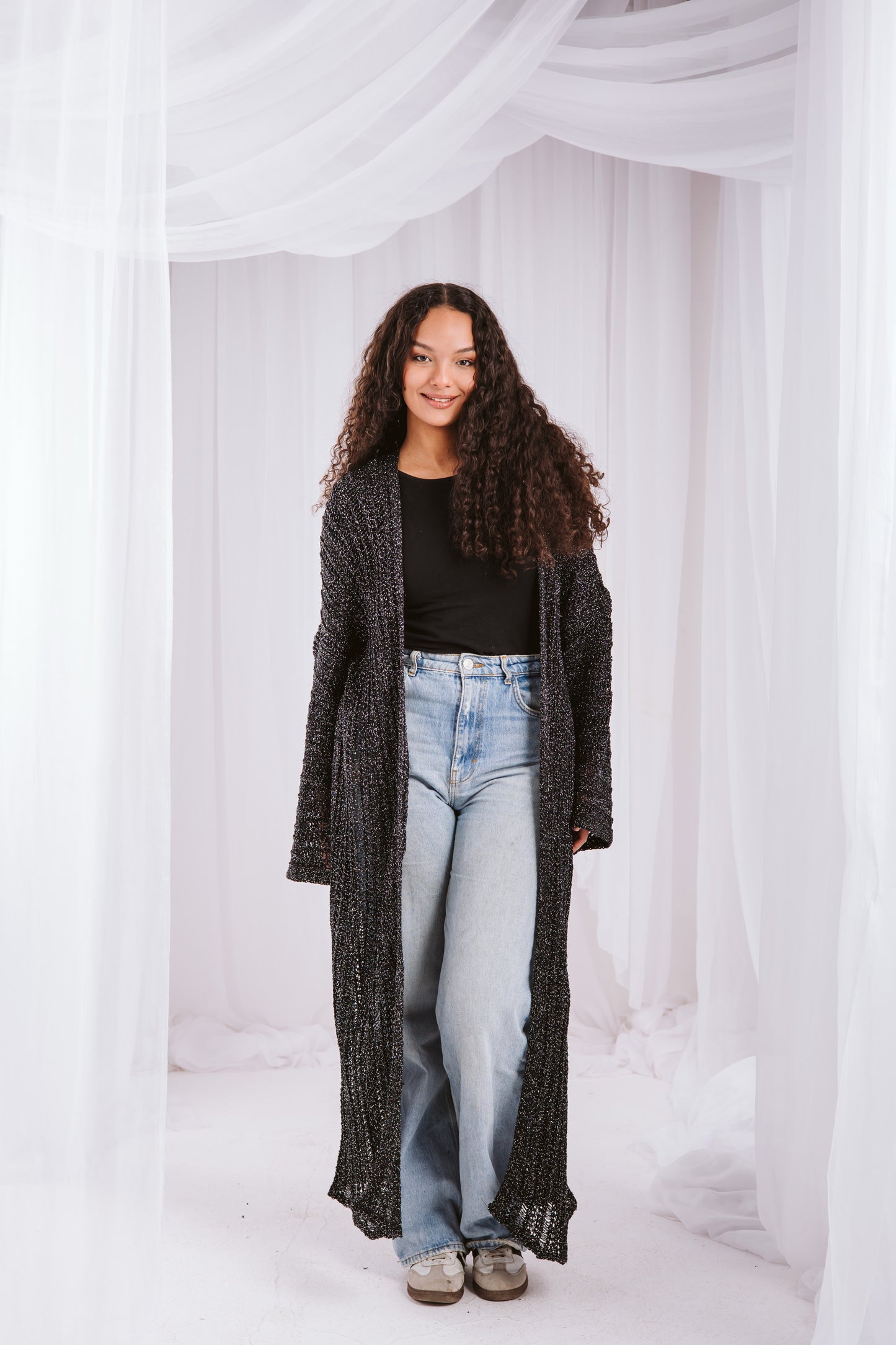 Knit cardigan in black