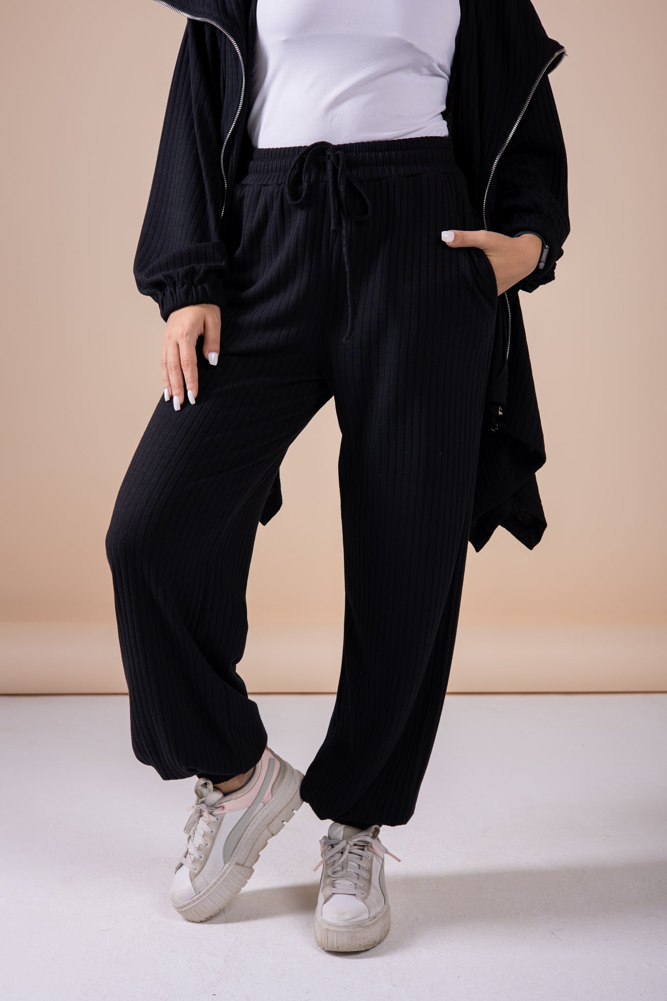 The asymmetrical set in black pre order