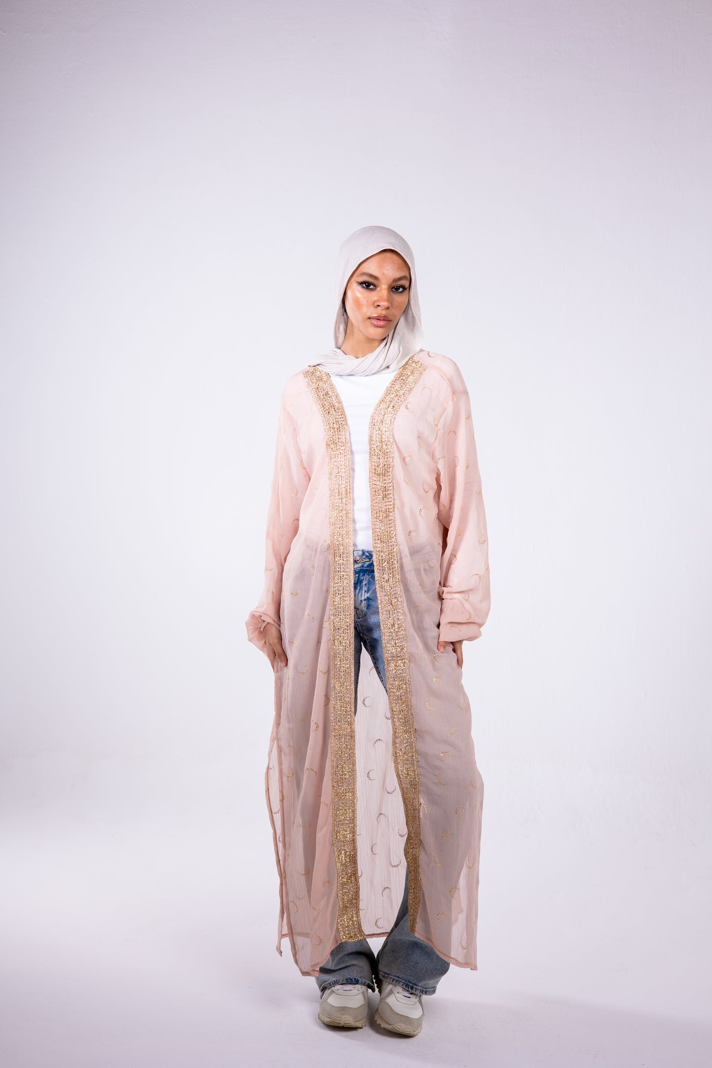 The crescent kaftan in powder pink