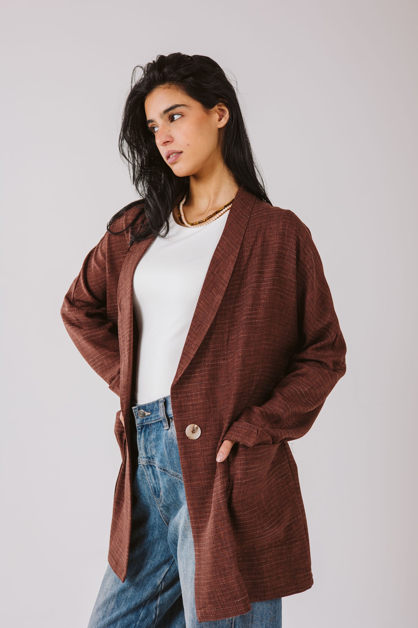 Not so serious blazer in brown.