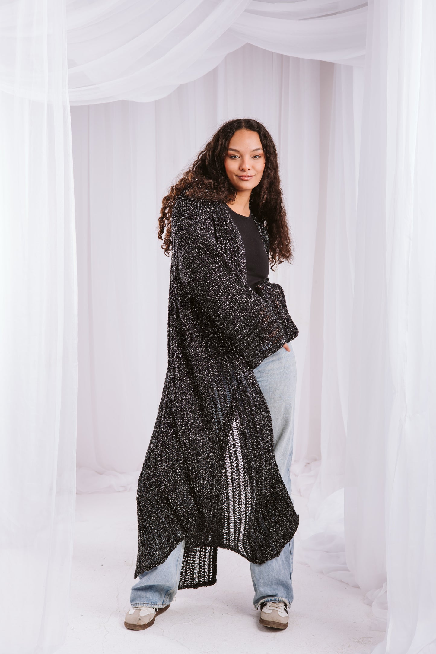 Knit cardigan in black