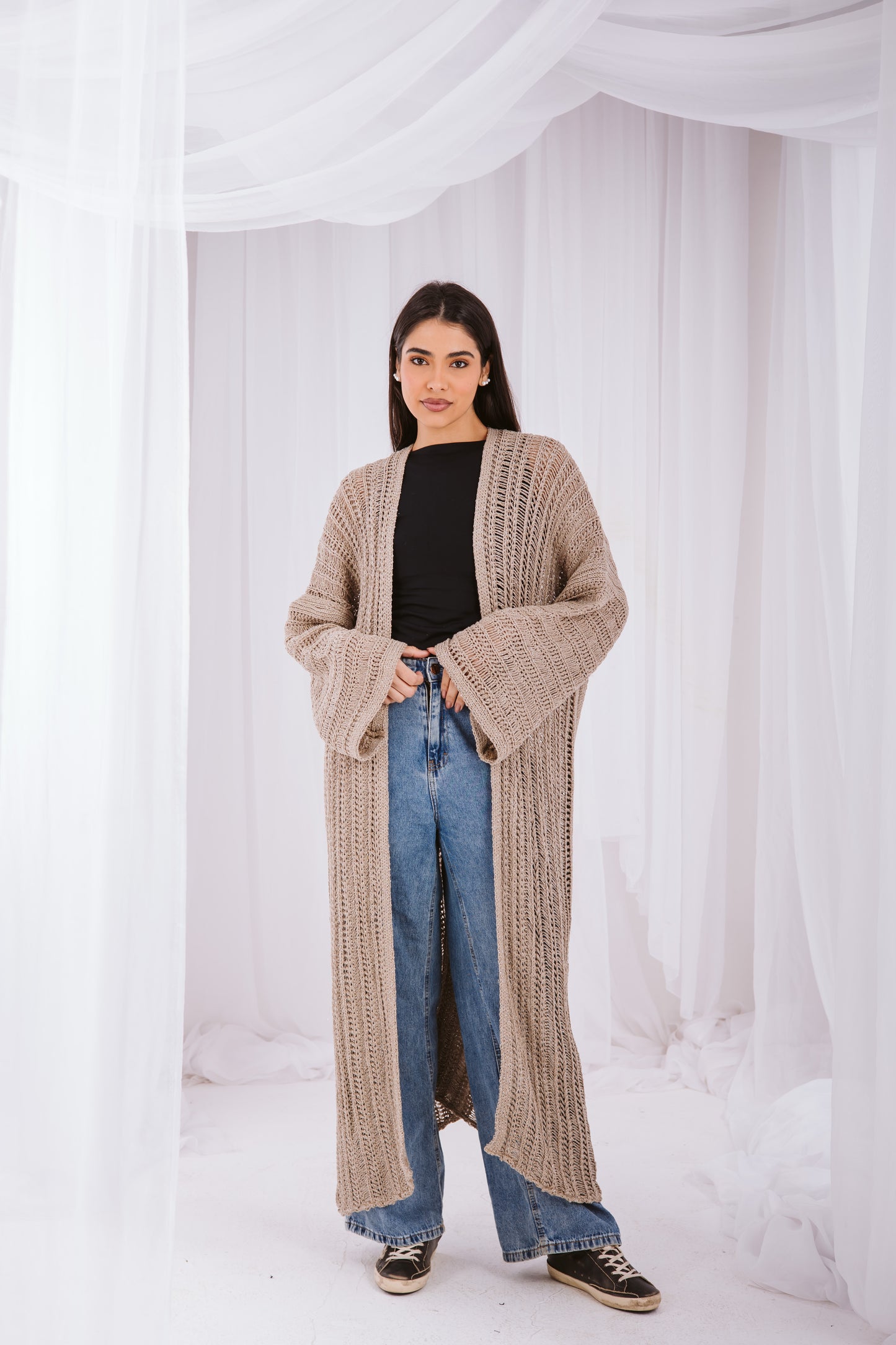Knit cardigan in beige