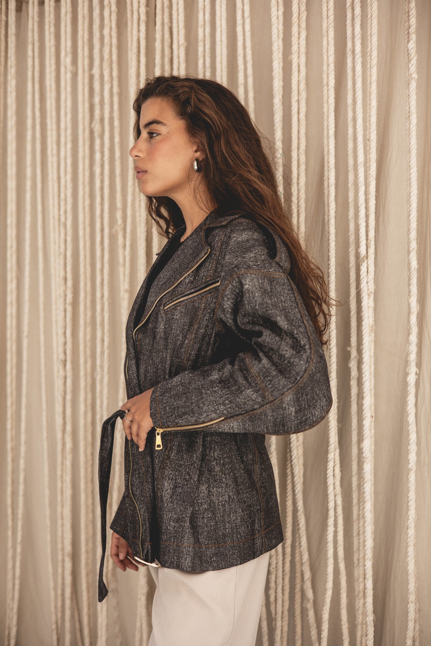 Zips&denim jacket in washed black