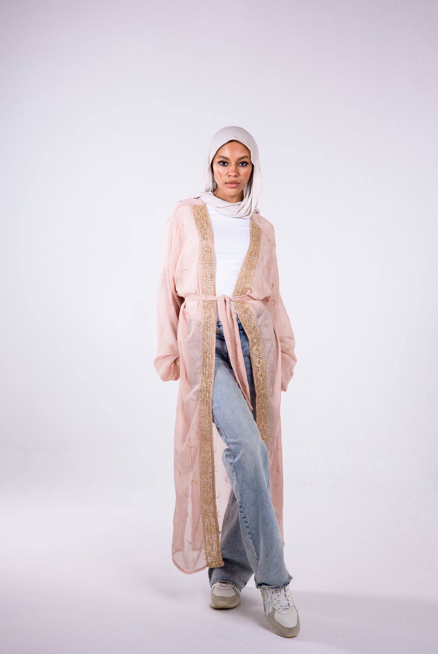 The crescent kaftan in powder pink