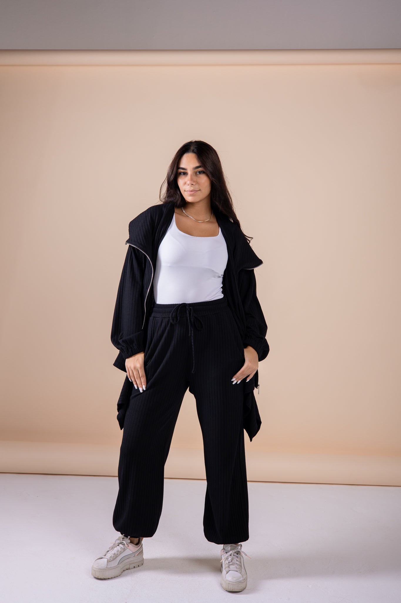 The asymmetrical set in black pre order