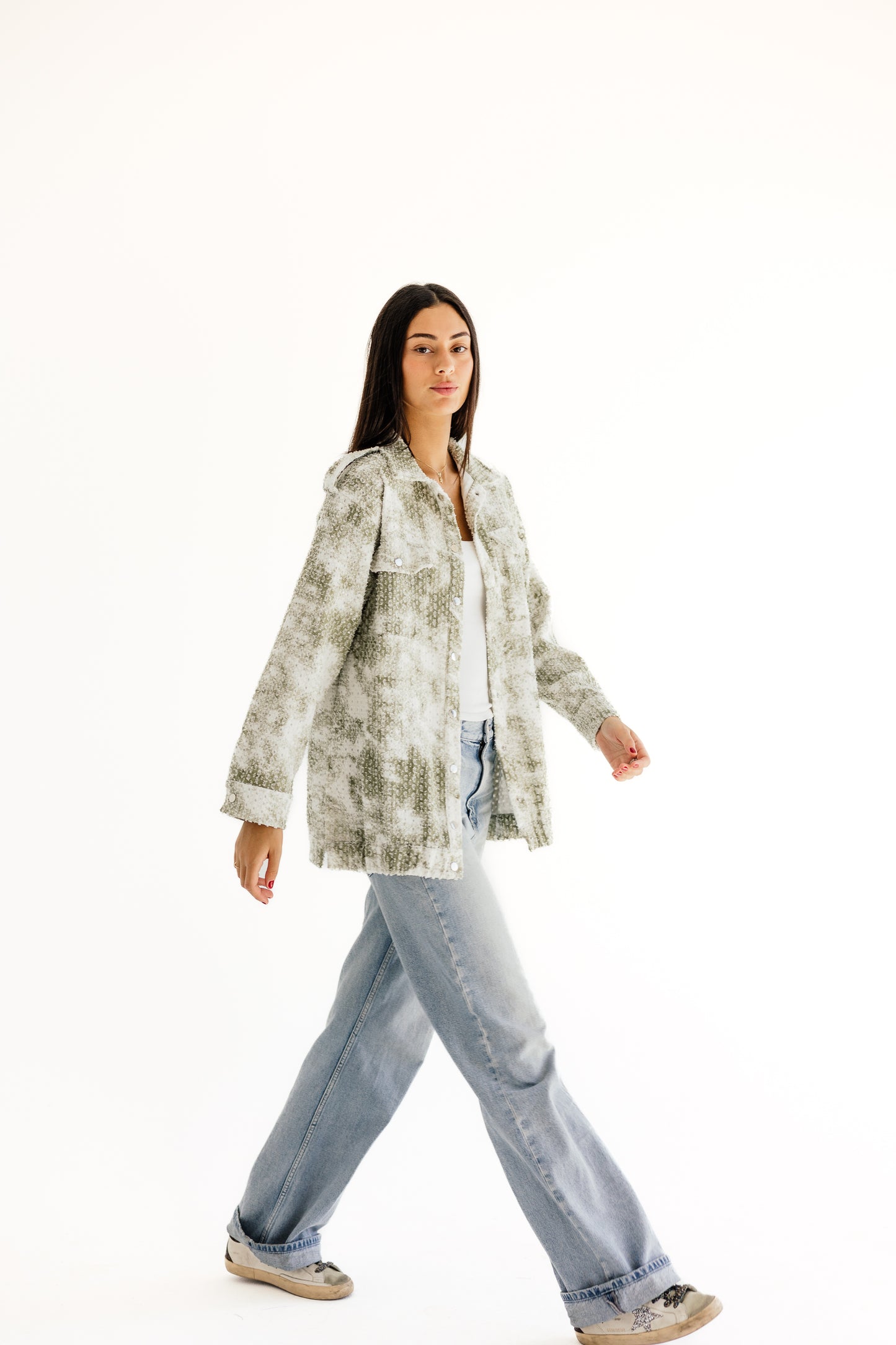 Crystal denim jacket in mint
