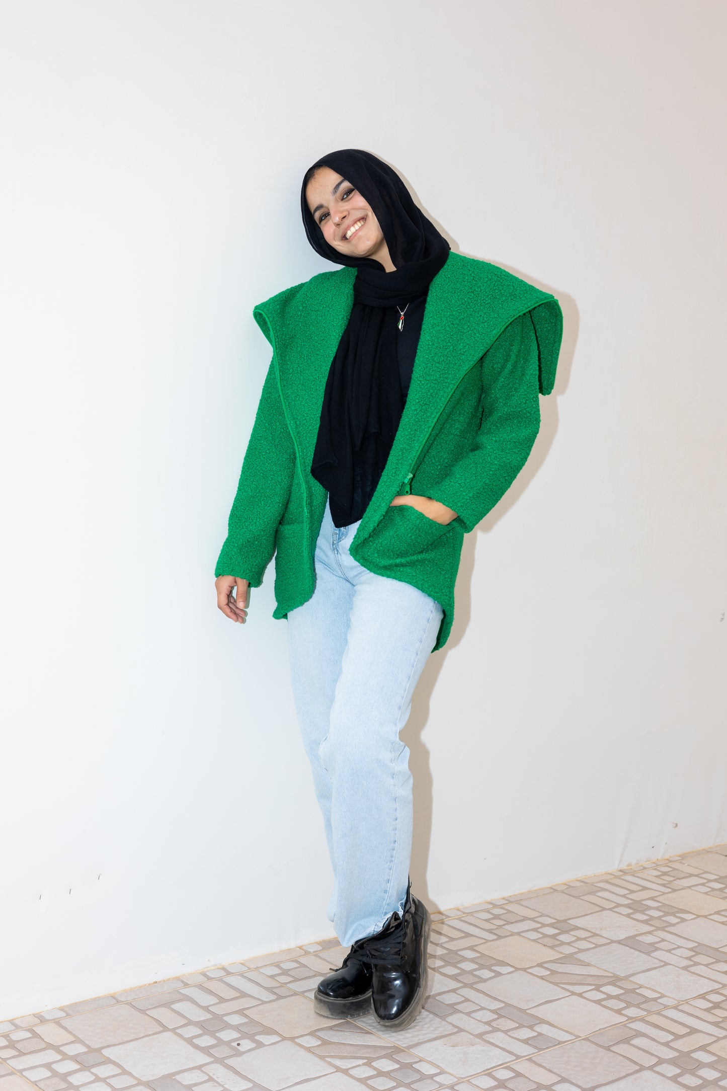 The furry jacket in green