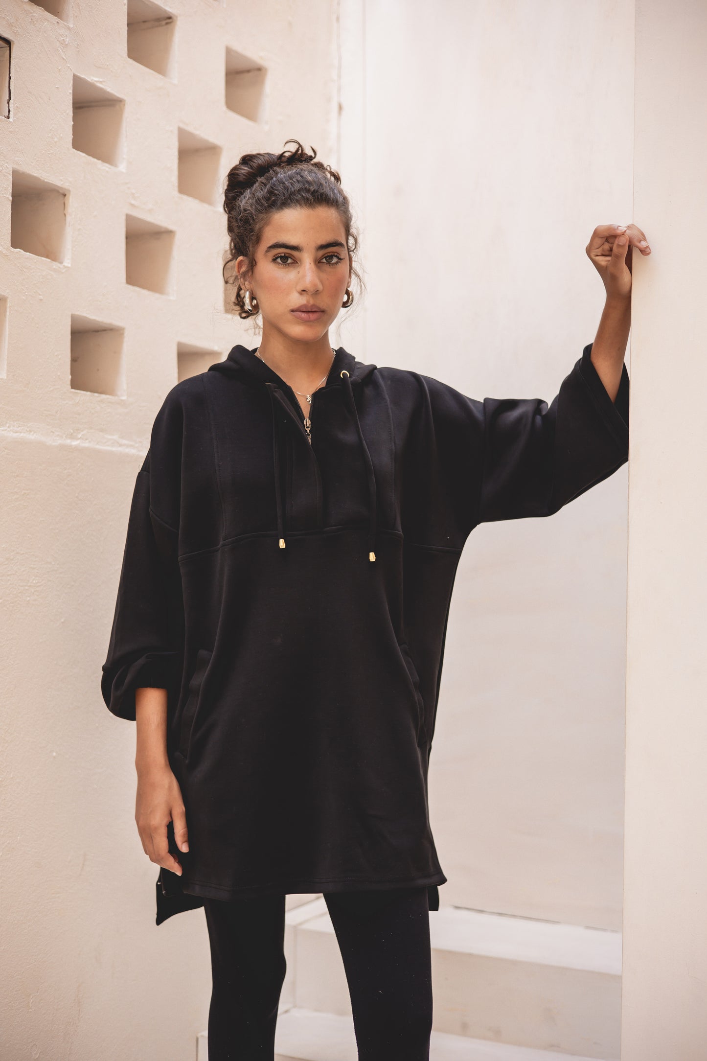 Core Zip breezy top in black