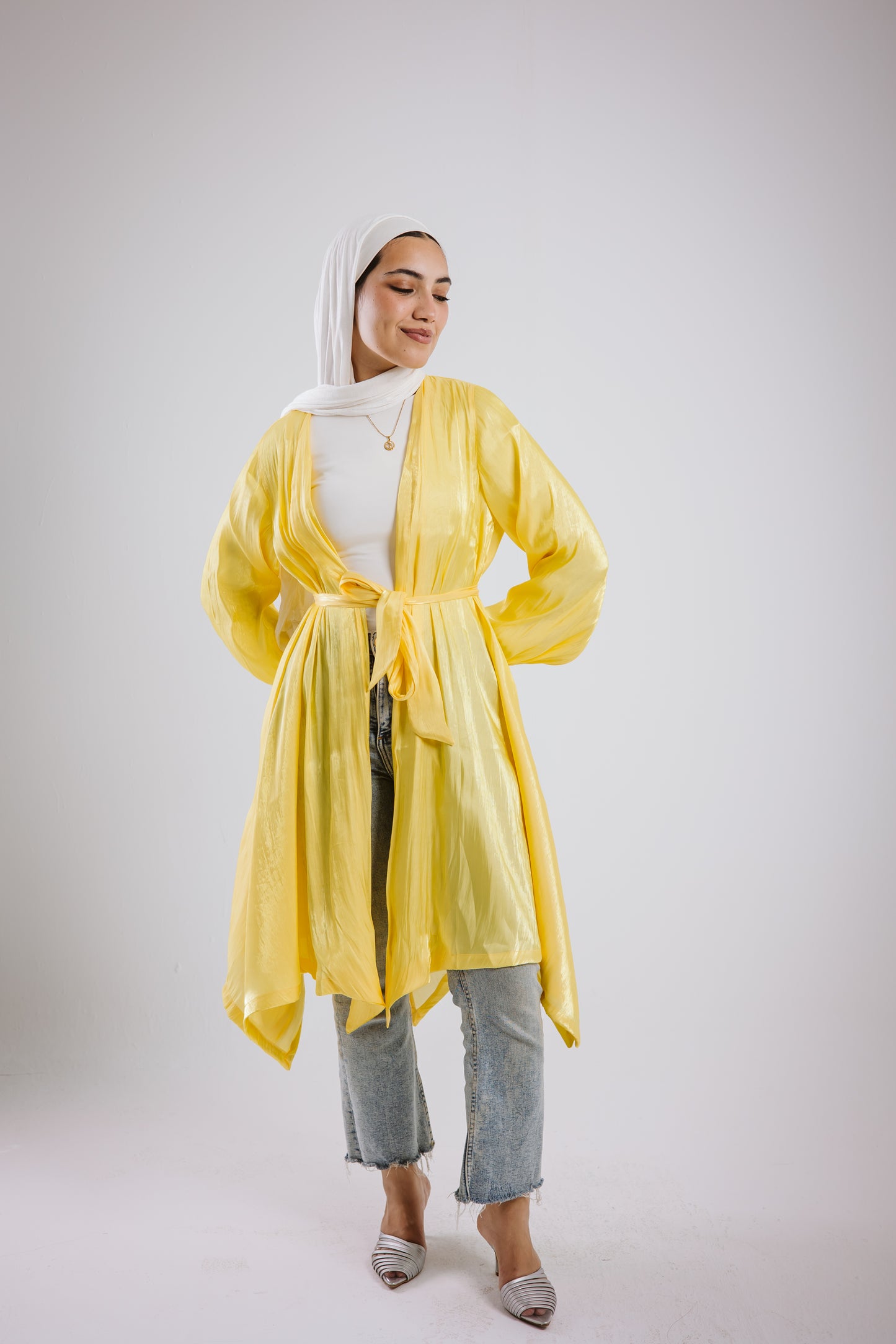Mia silk kimono in yellow