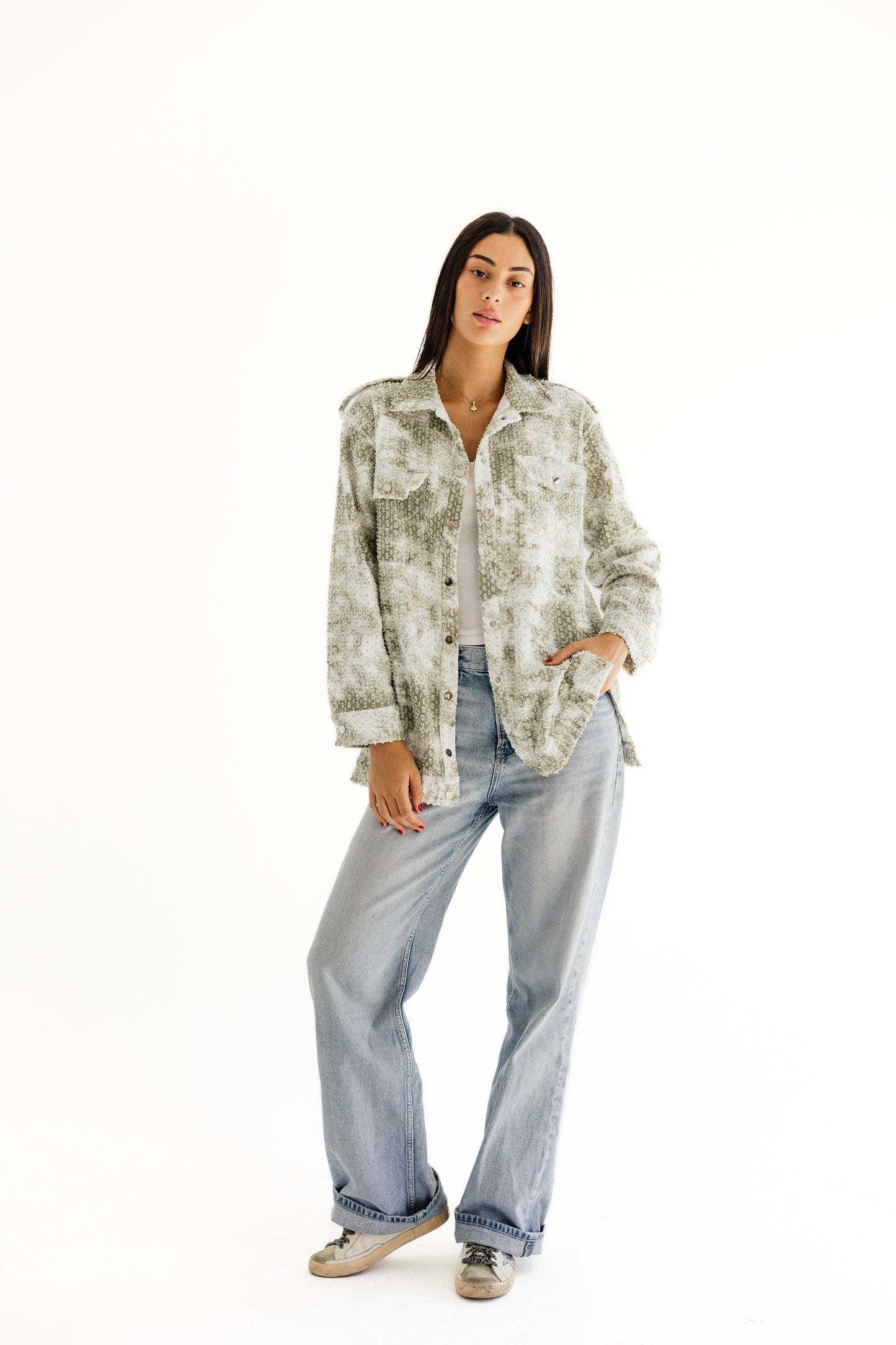 Crystal denim jacket in mint