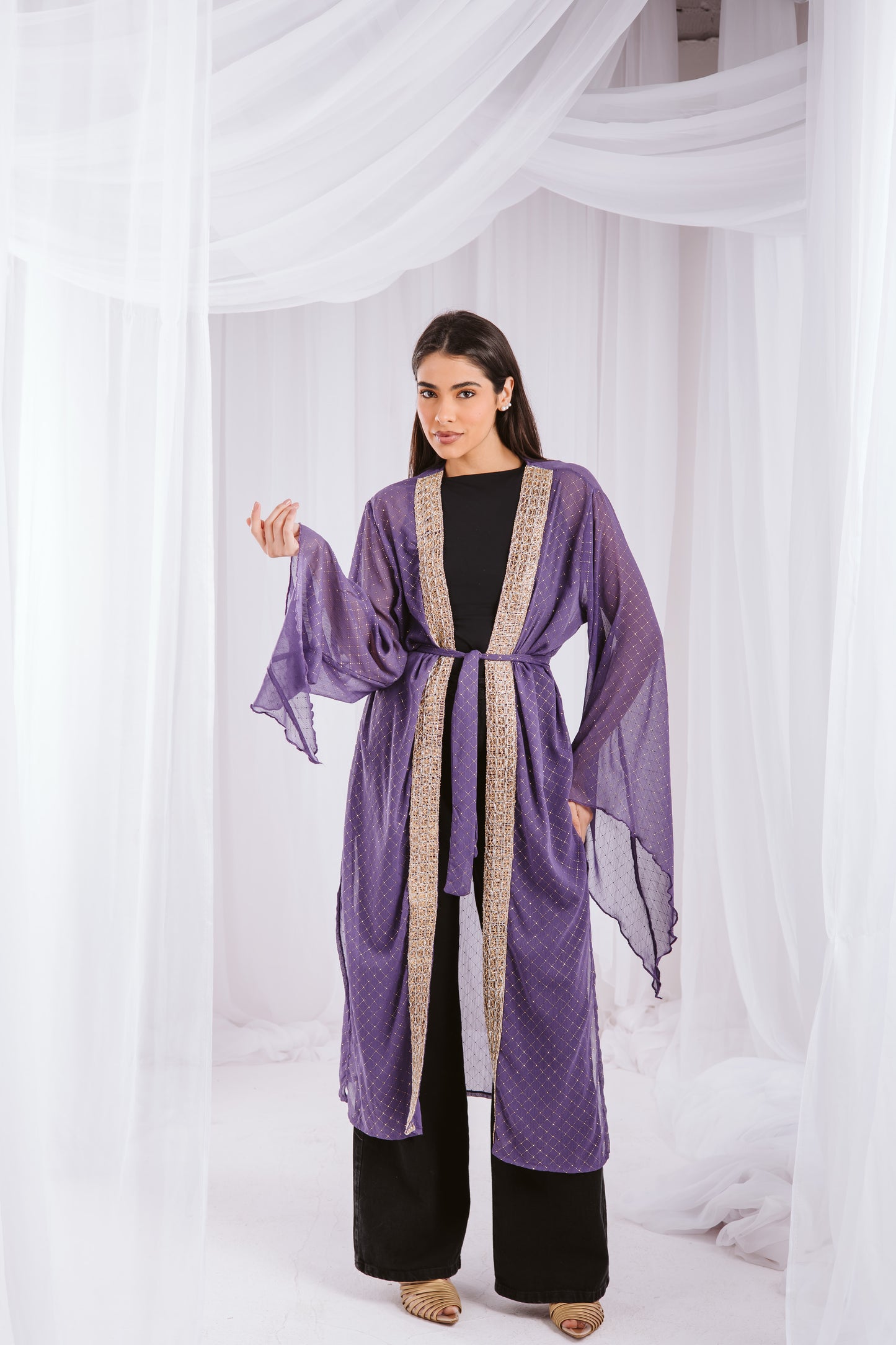 Dotted kaftan in purple