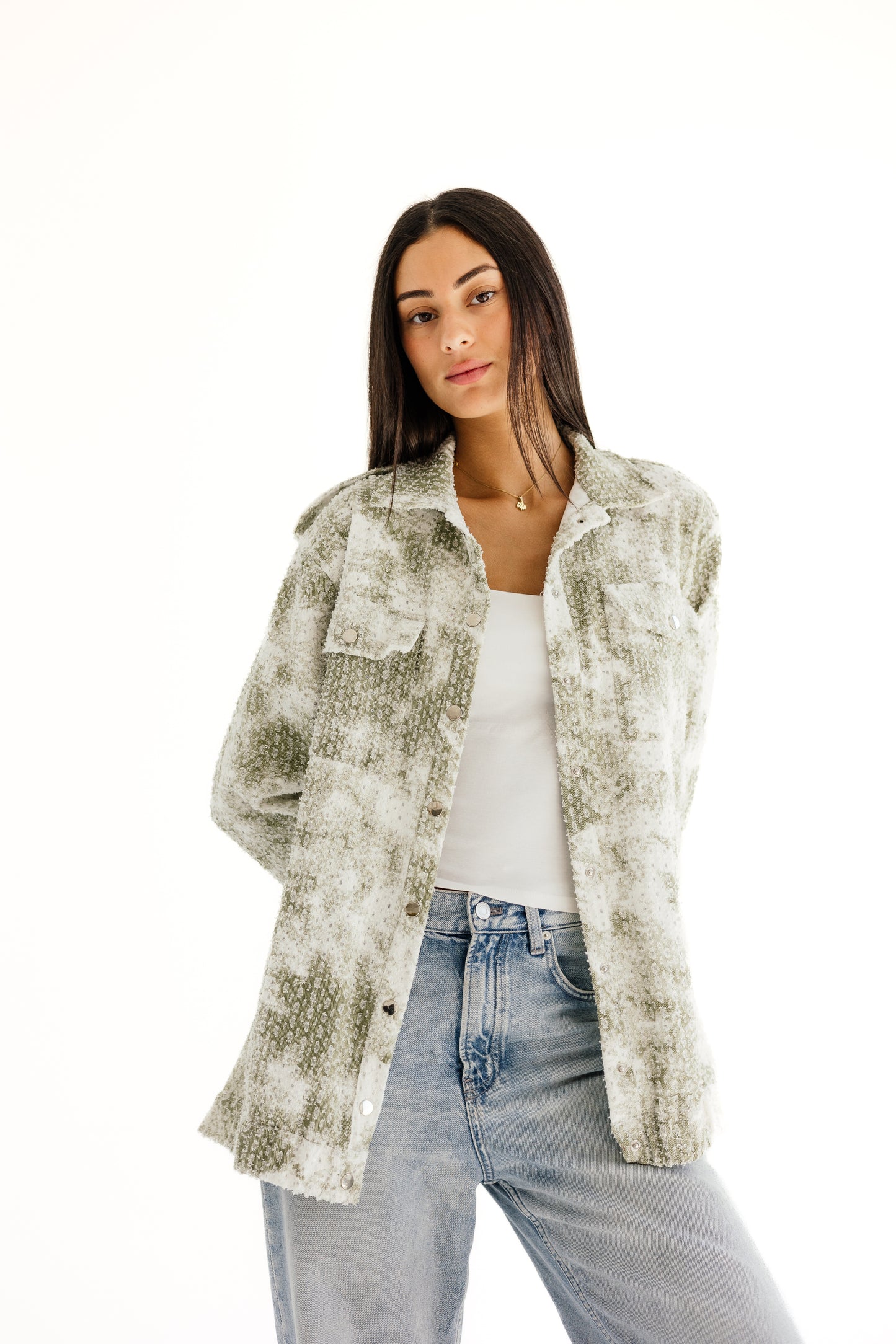 Crystal denim jacket in mint