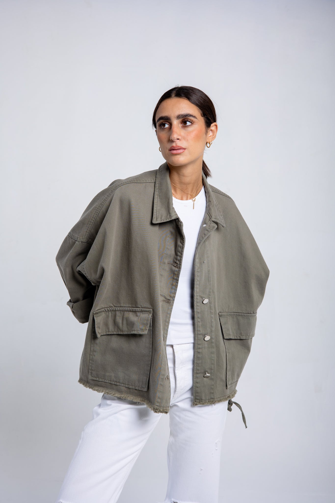 Denim jacket in olive
