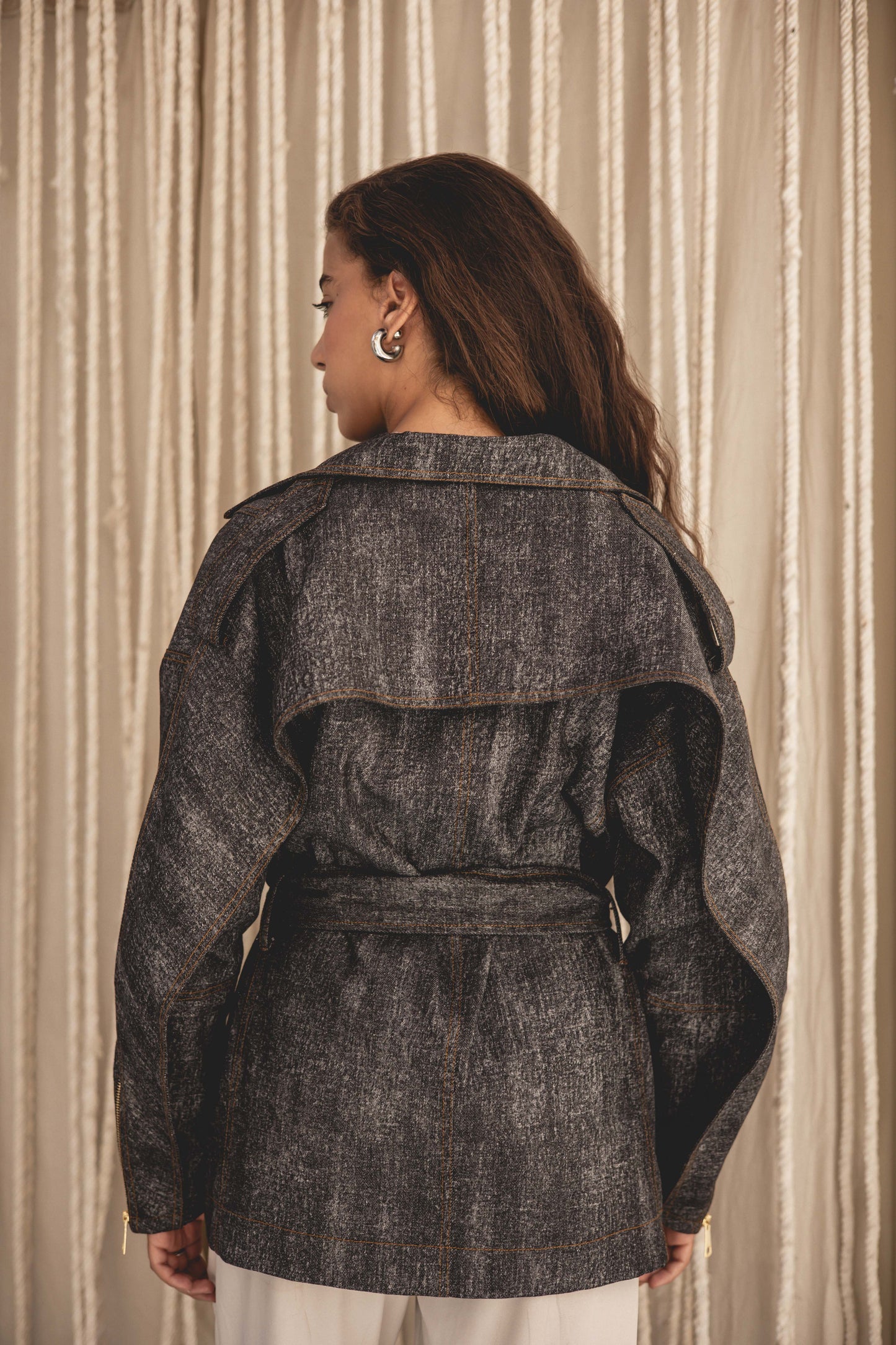 Zips&denim jacket in washed black