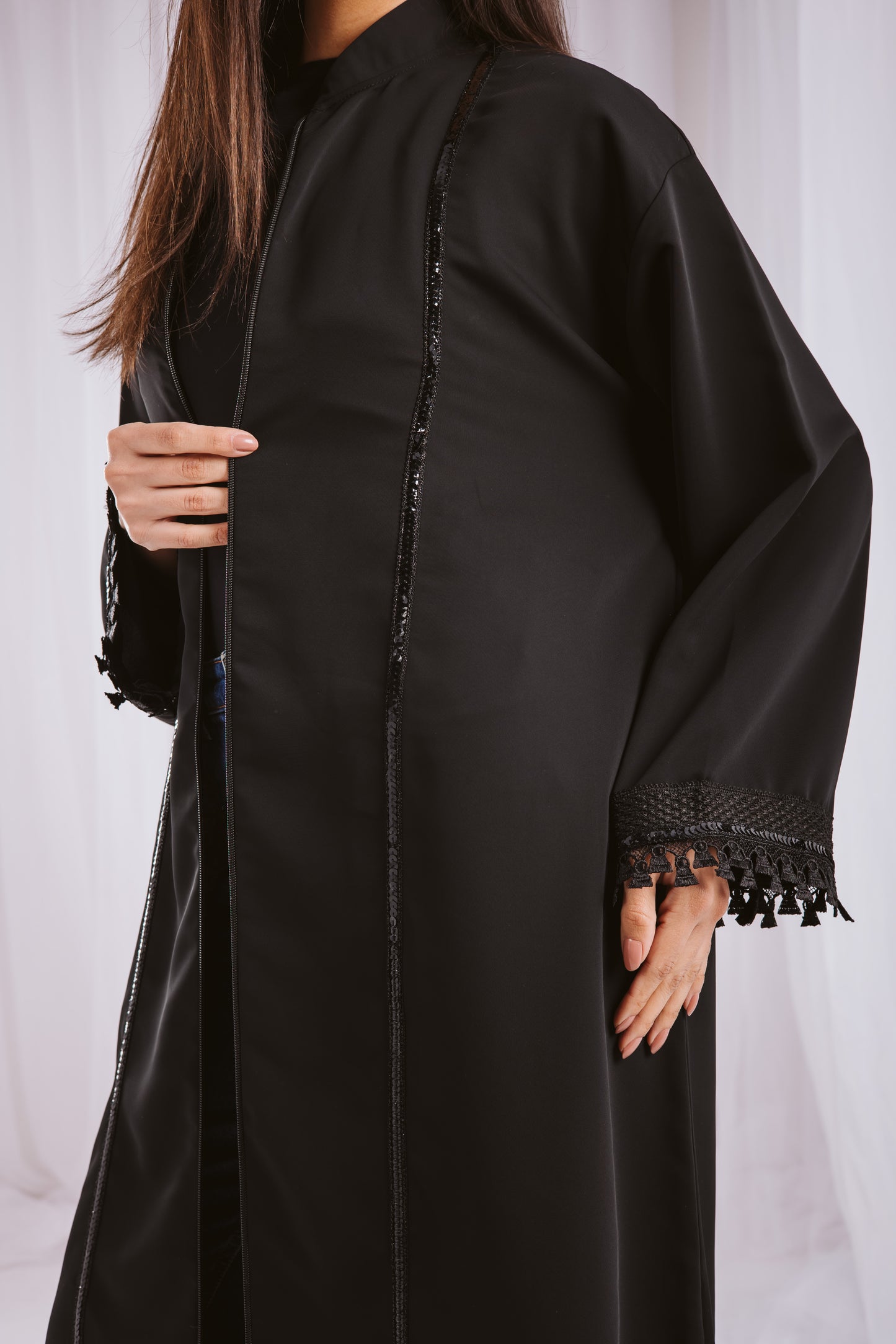 Zipper abaya black