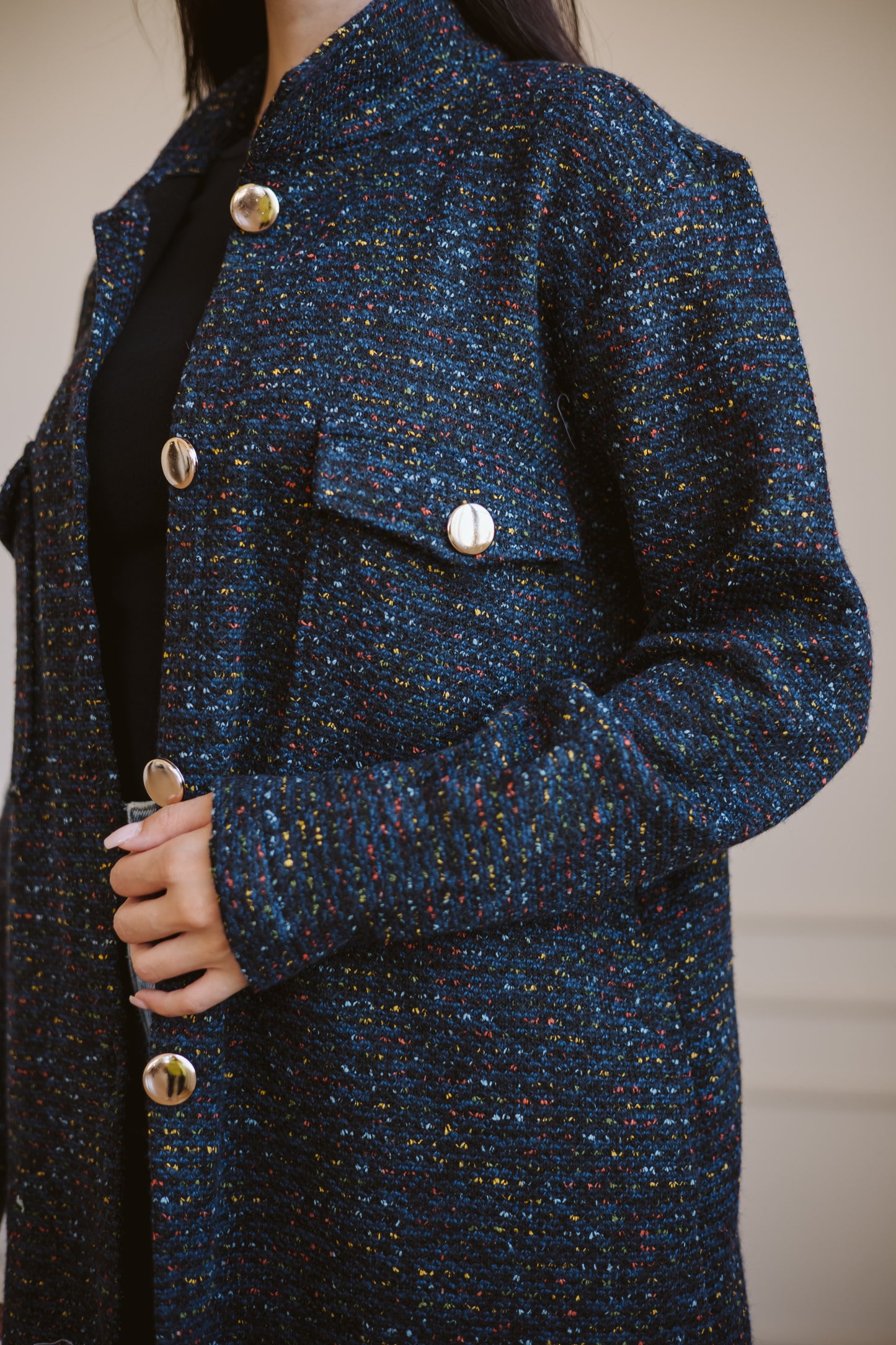 Anna manteau in navyblack