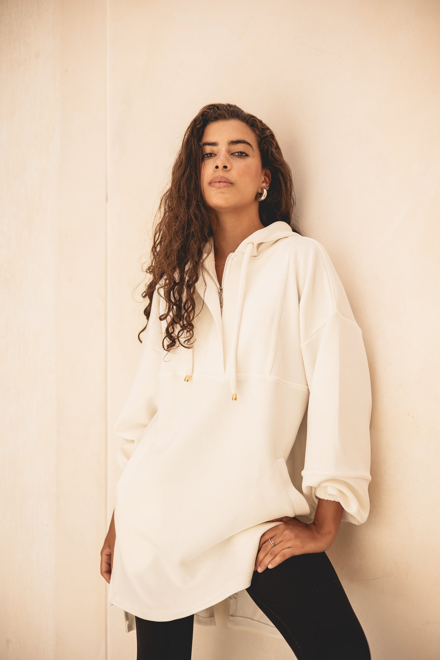 Core zip breezy top in white