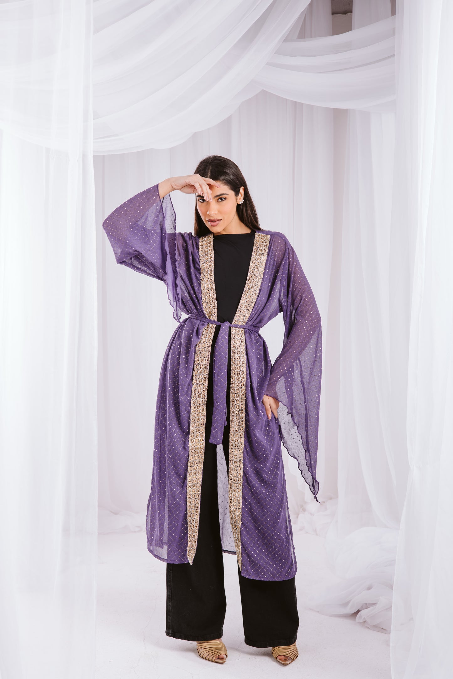 Dotted kaftan in purple