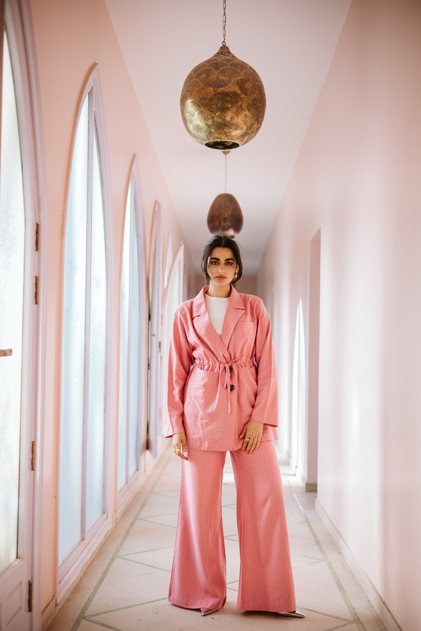 Linea blazer set in pink