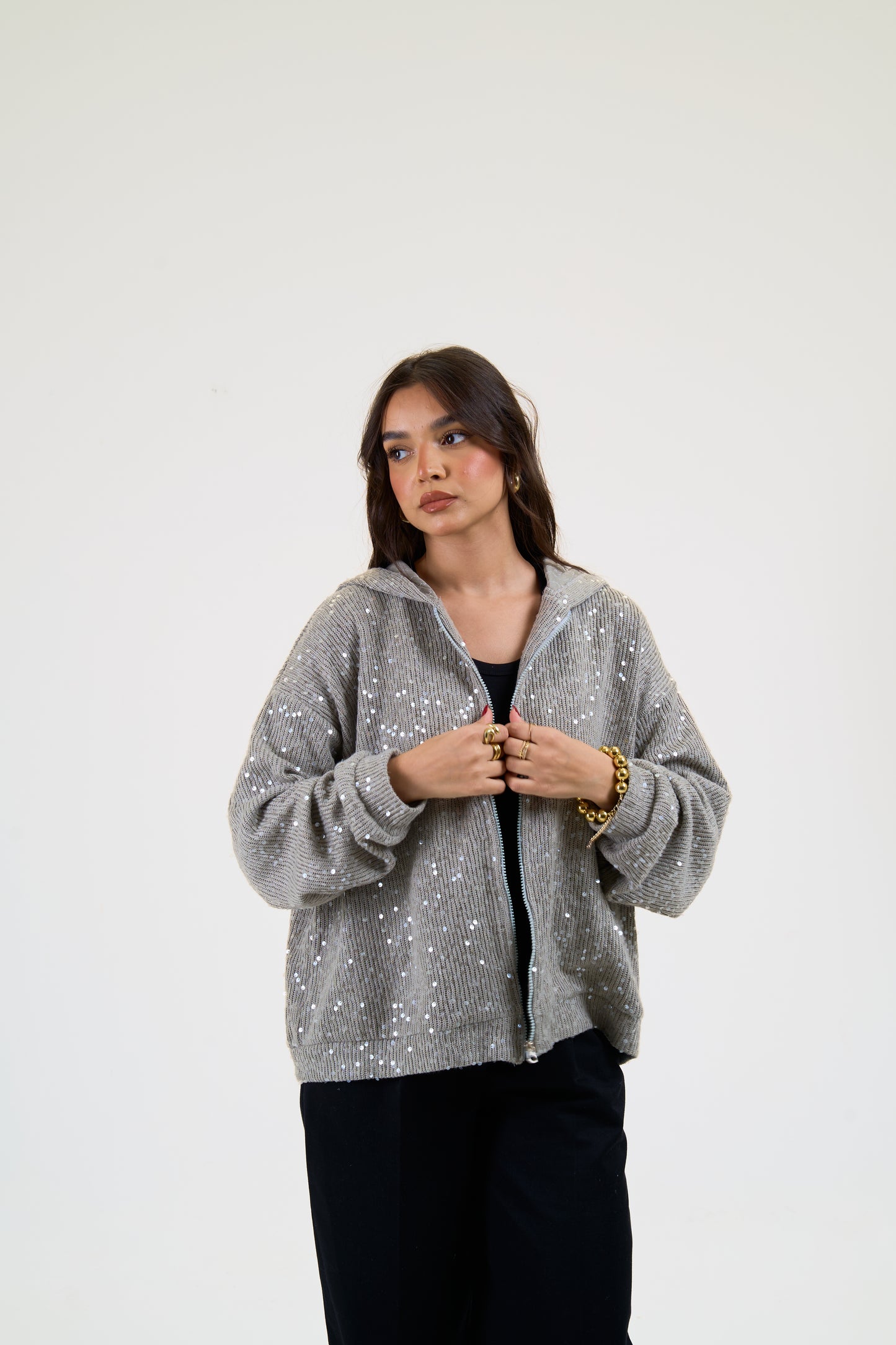 Sequin Statement Jacket in grey