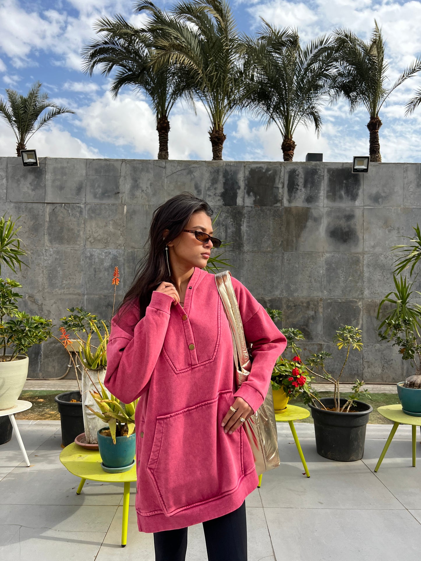 Washed hoodie in watermelon