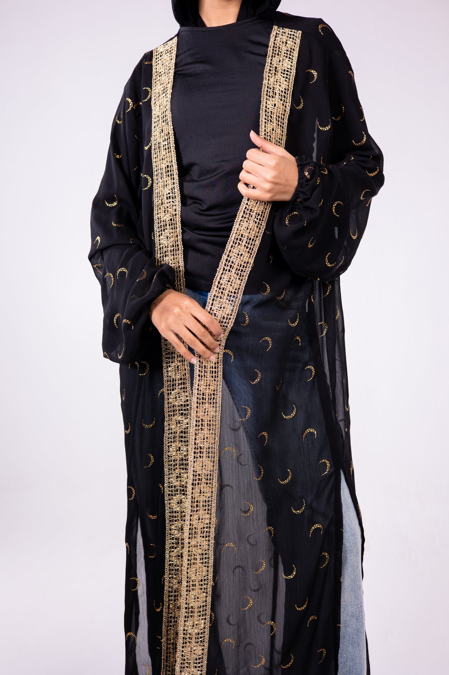 The crescent kaftan in black