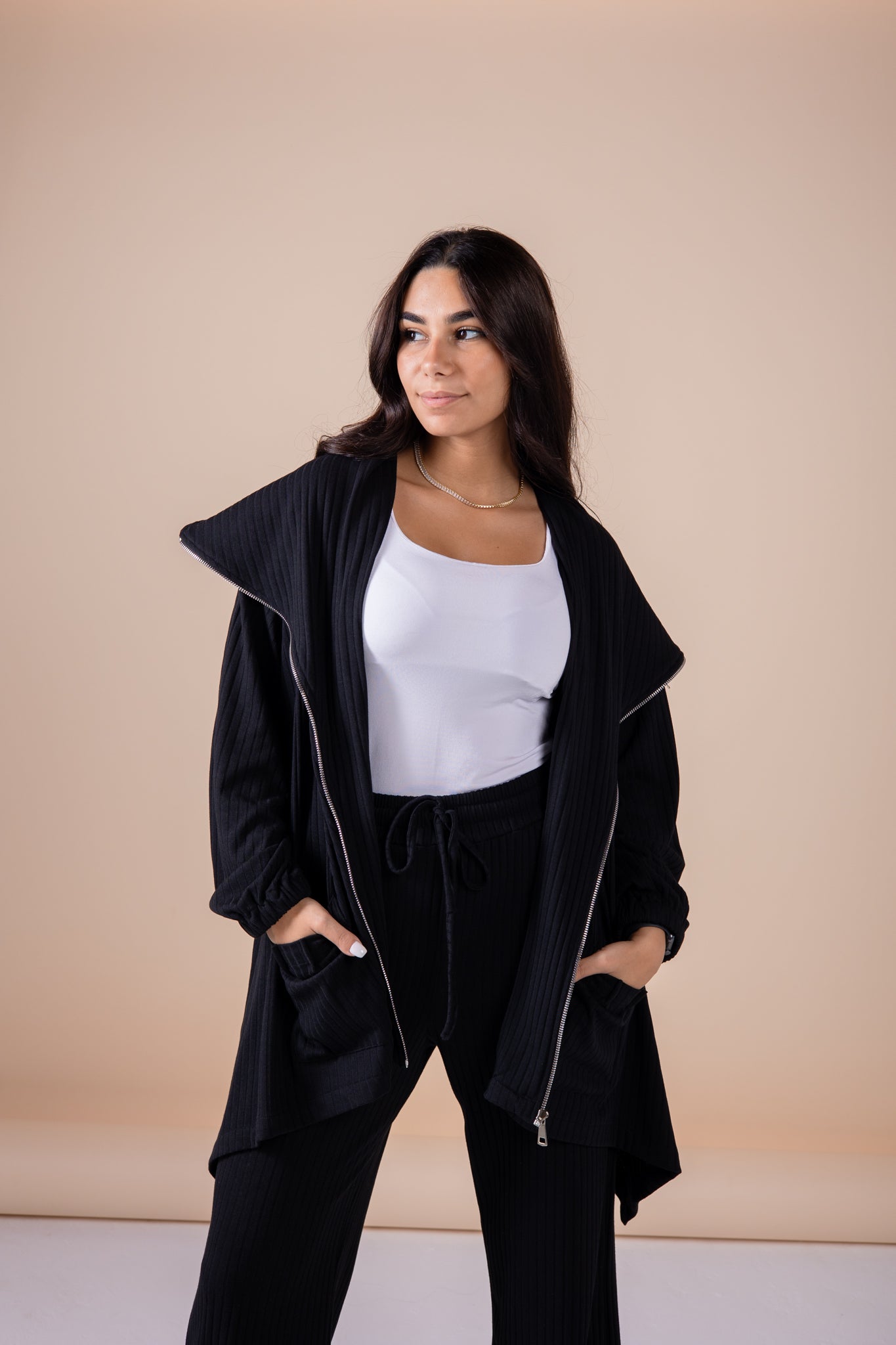 The asymmetrical set in black pre order