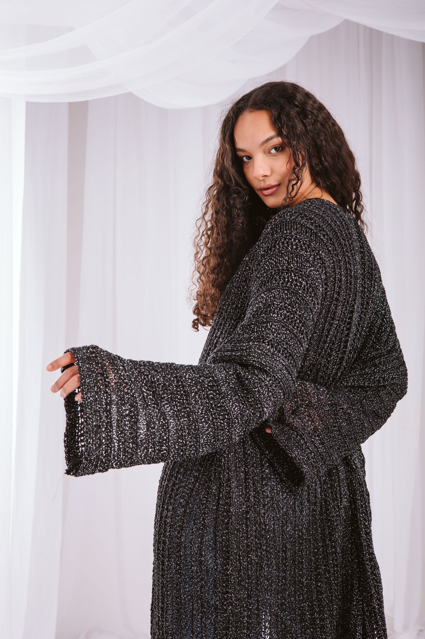 Knit cardigan in black