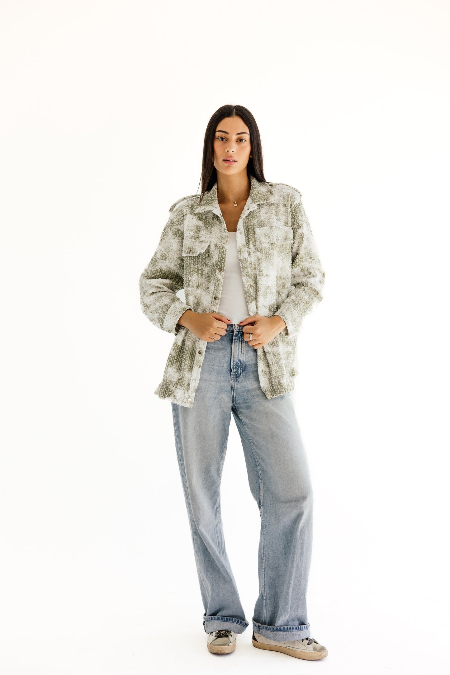 Crystal denim jacket in mint