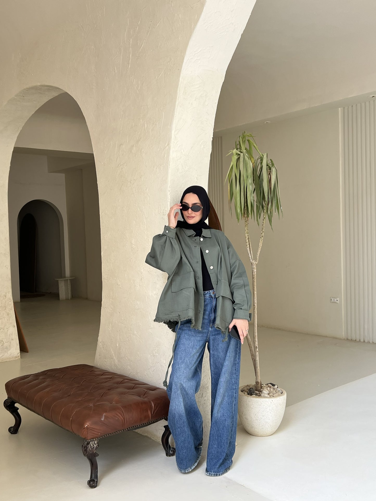 Gabardine jacket in Olive (pre order)