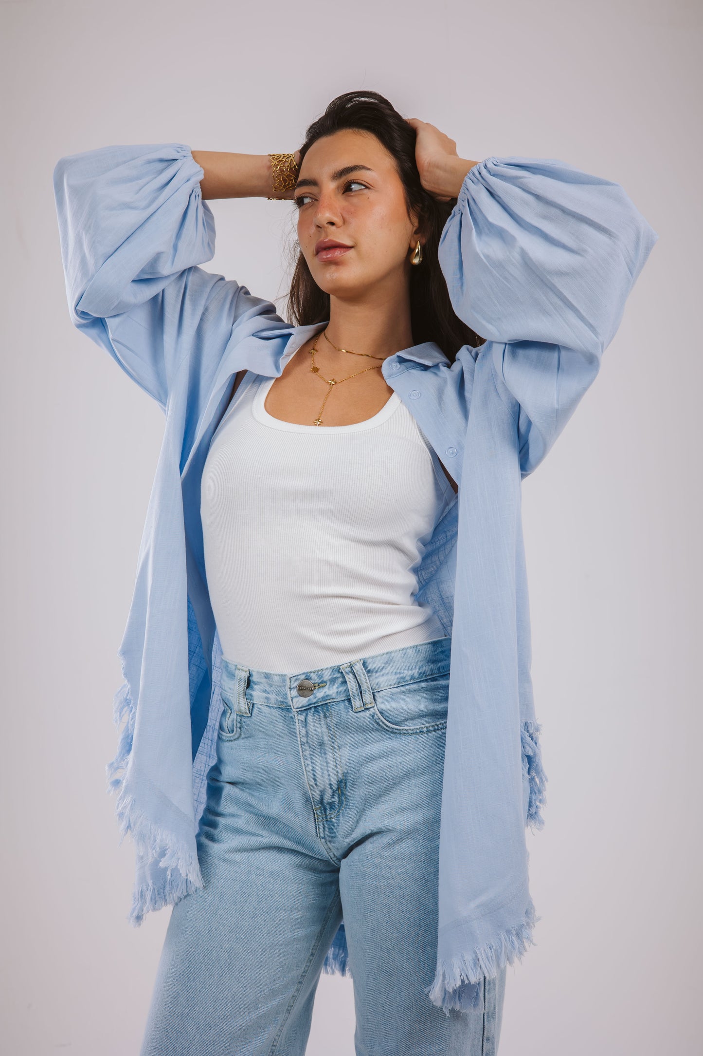 Kokta chemise in babyblue