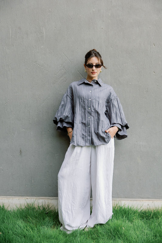 Shimmery ripple shirt in Grey
